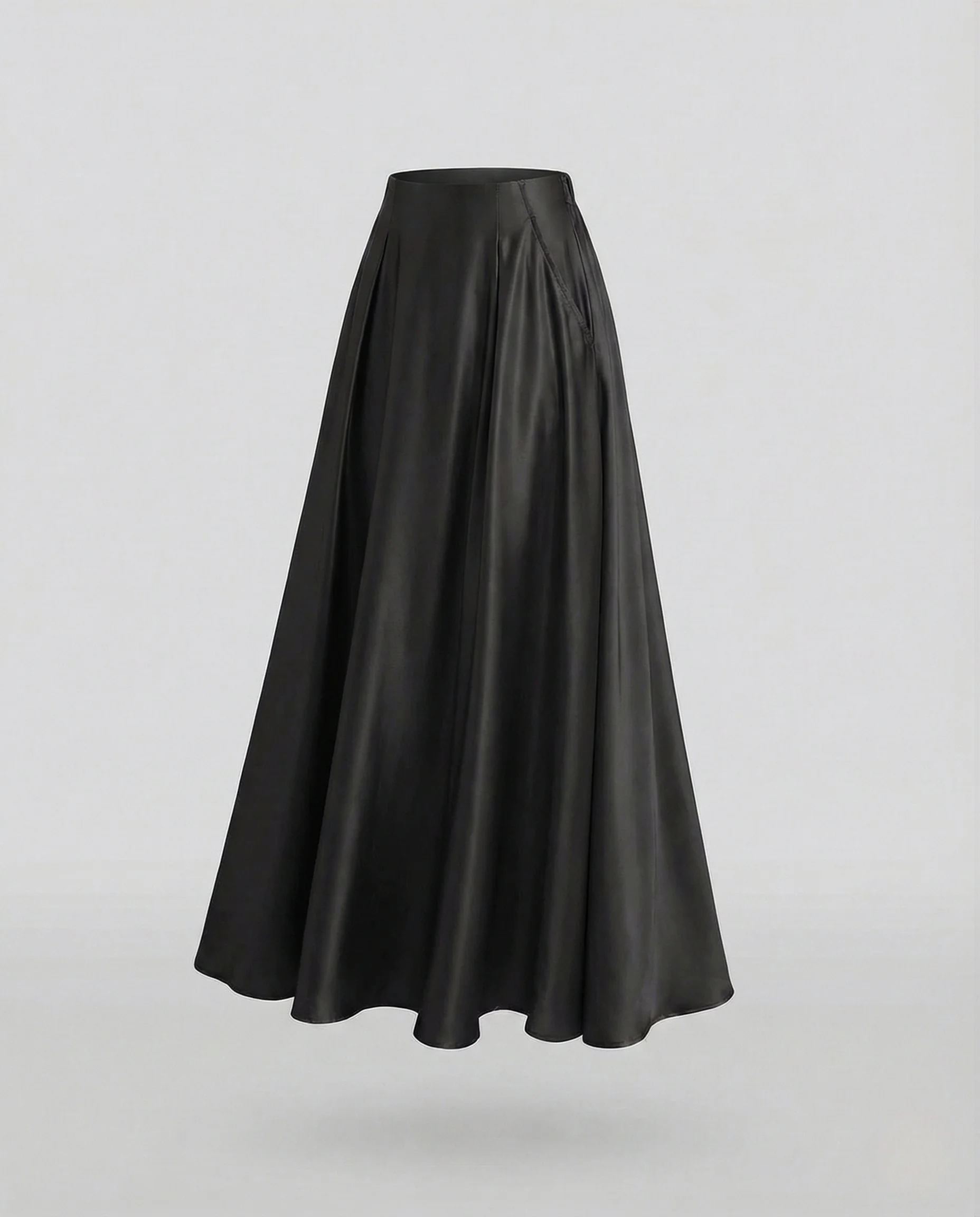 Damen Satin Maxirock High Waist Taschen - Image 8