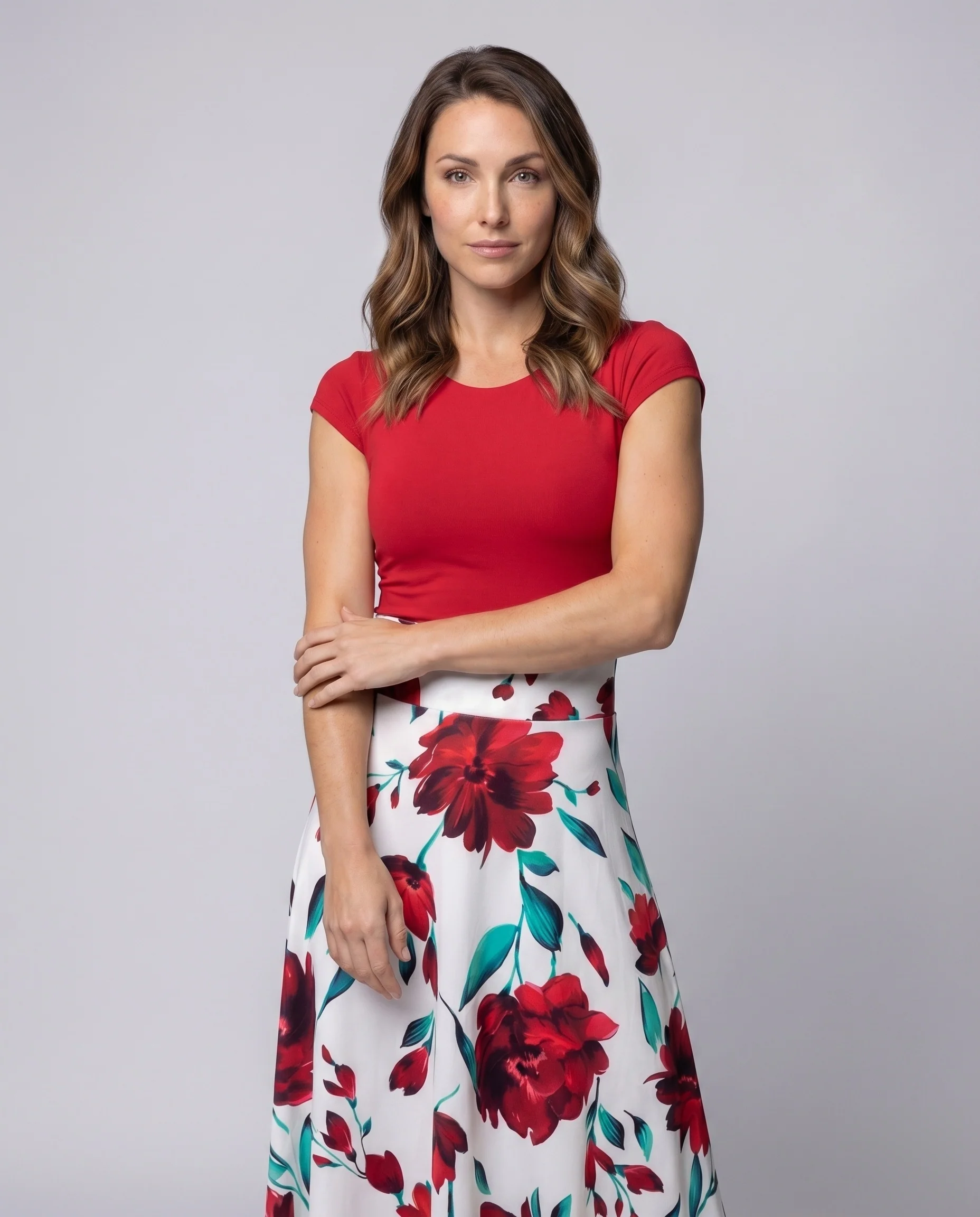 Damen Bodenlanger Tellerrock High-Waist Florale A-Linie - Image 2