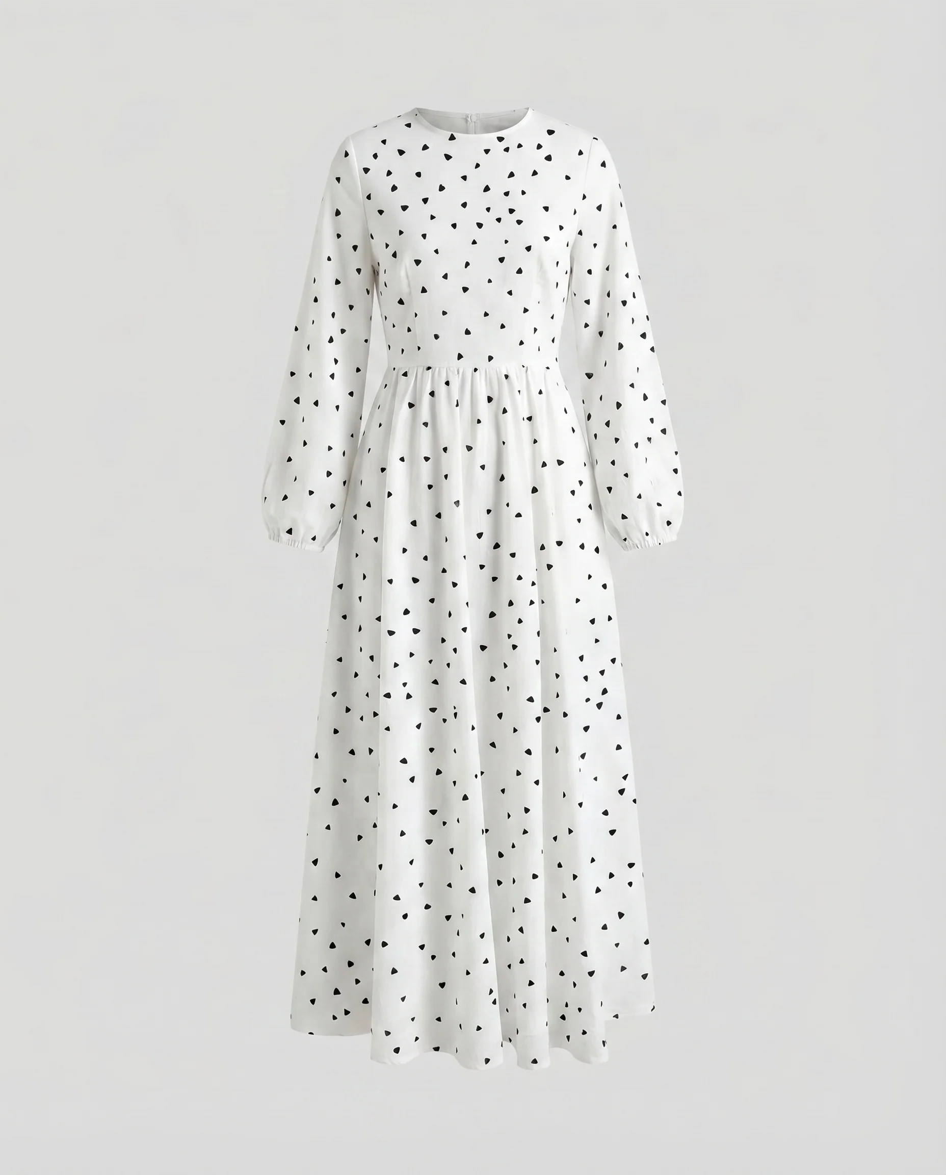 Damen Baumwollkleid Tellerrock Ballonärmel Herzchen-Print - Image 5