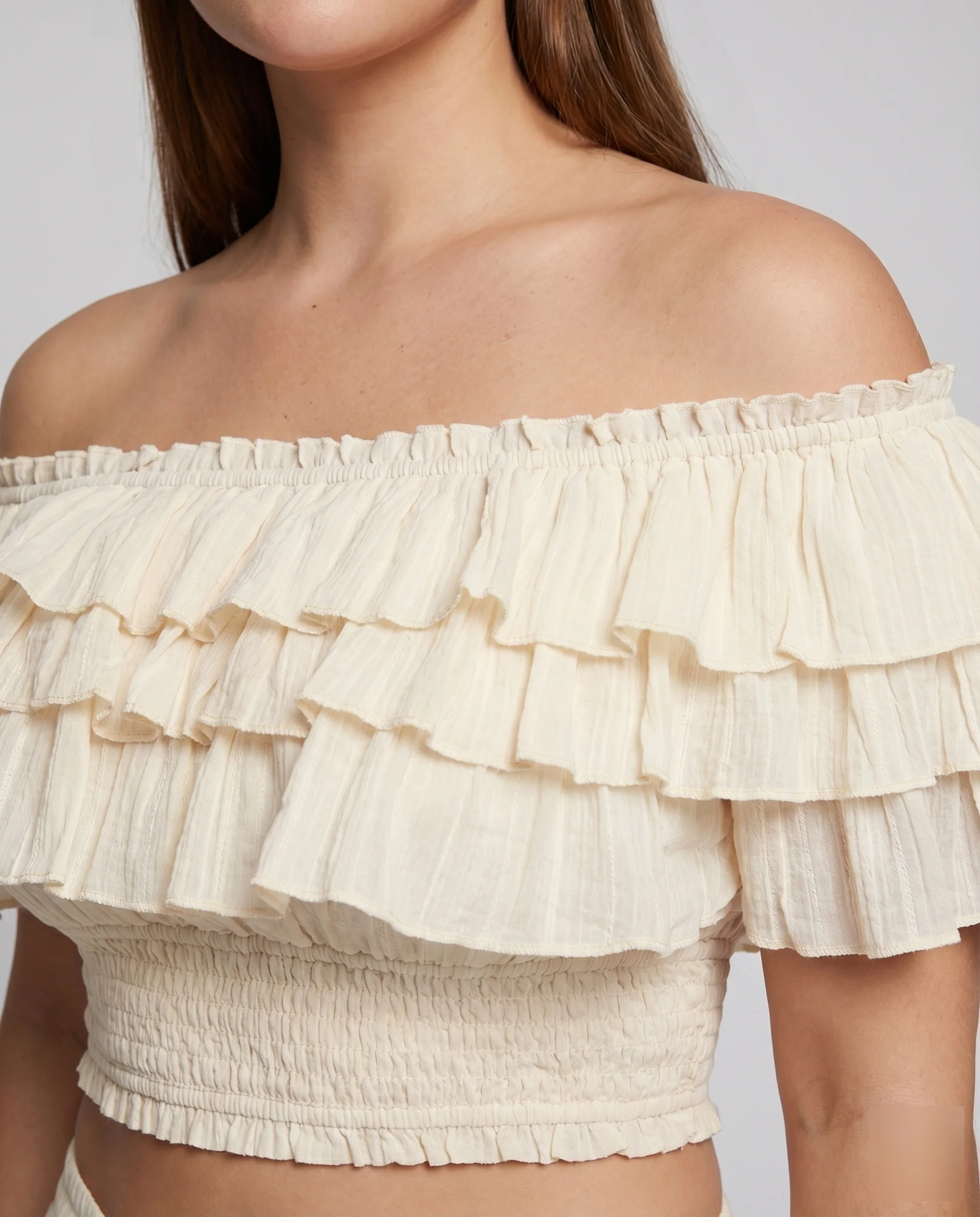 Damen Boho-Zweiteiler Carmen-Top Gestufter Maxirock - Image 2