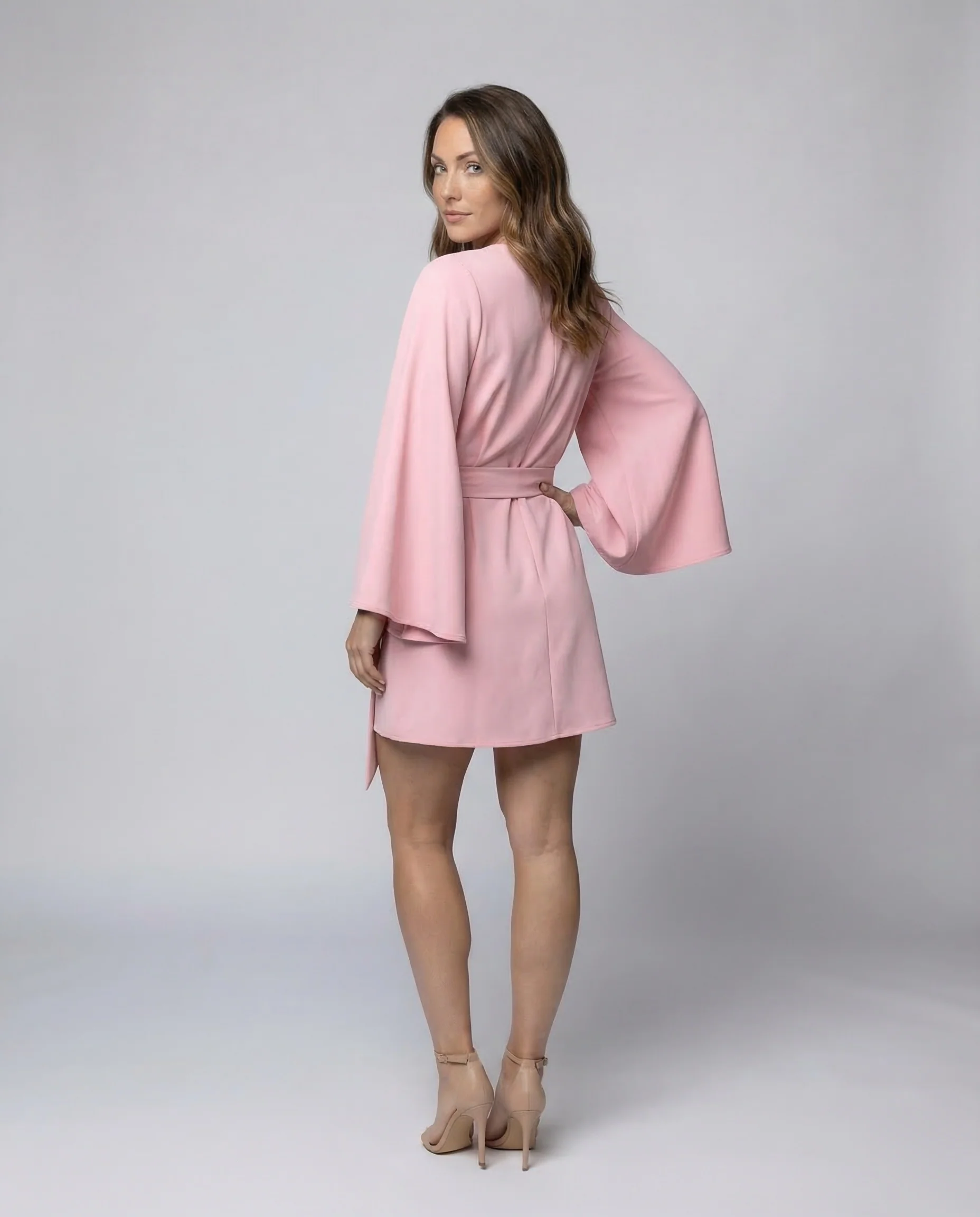 Damen Cape-Minikleid Breiter Bindegürtel - Image 4
