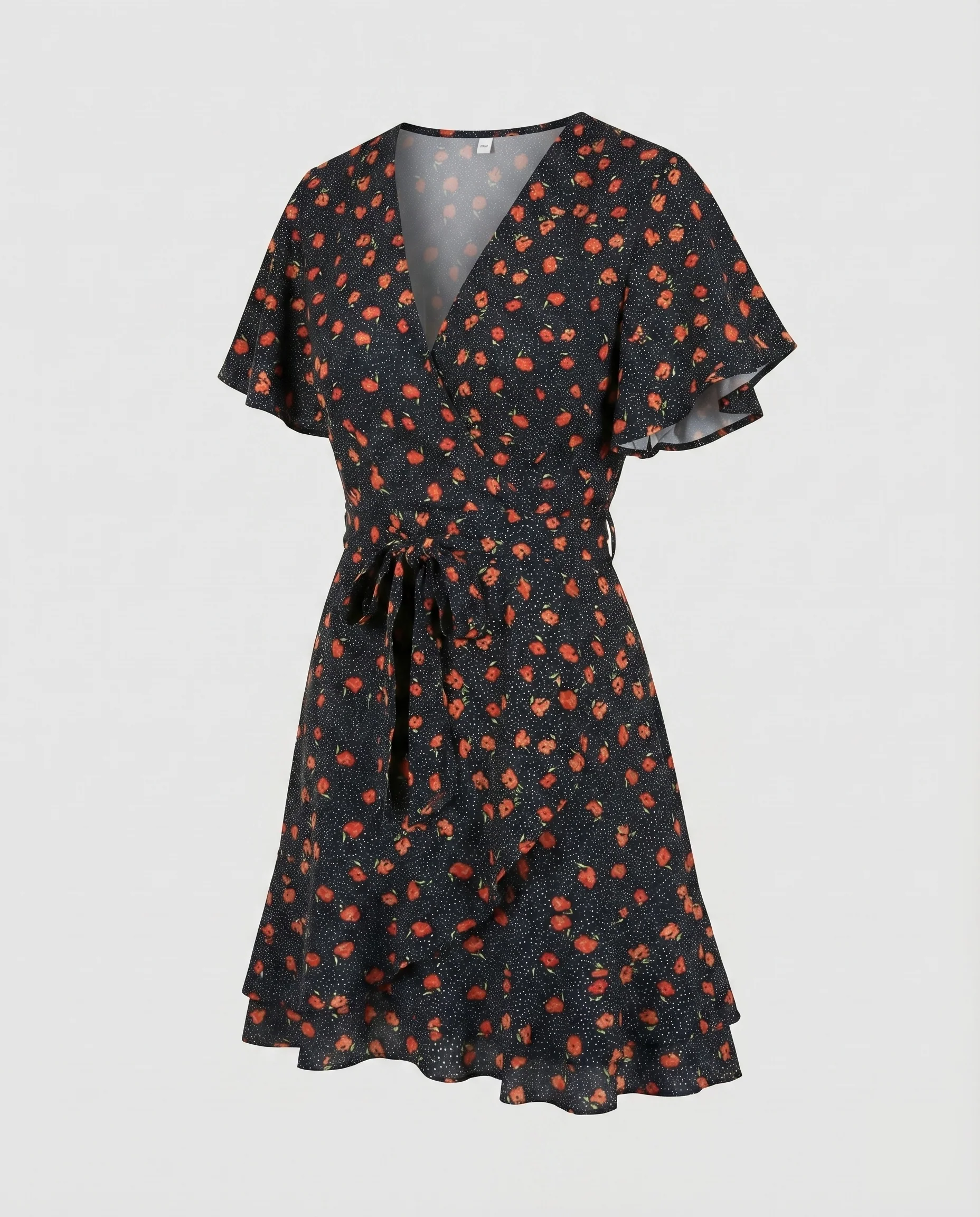 Damen Chiffon-Wickelkleid Mini-Schnitt Volant-Saum Bindegürtel - Image 6