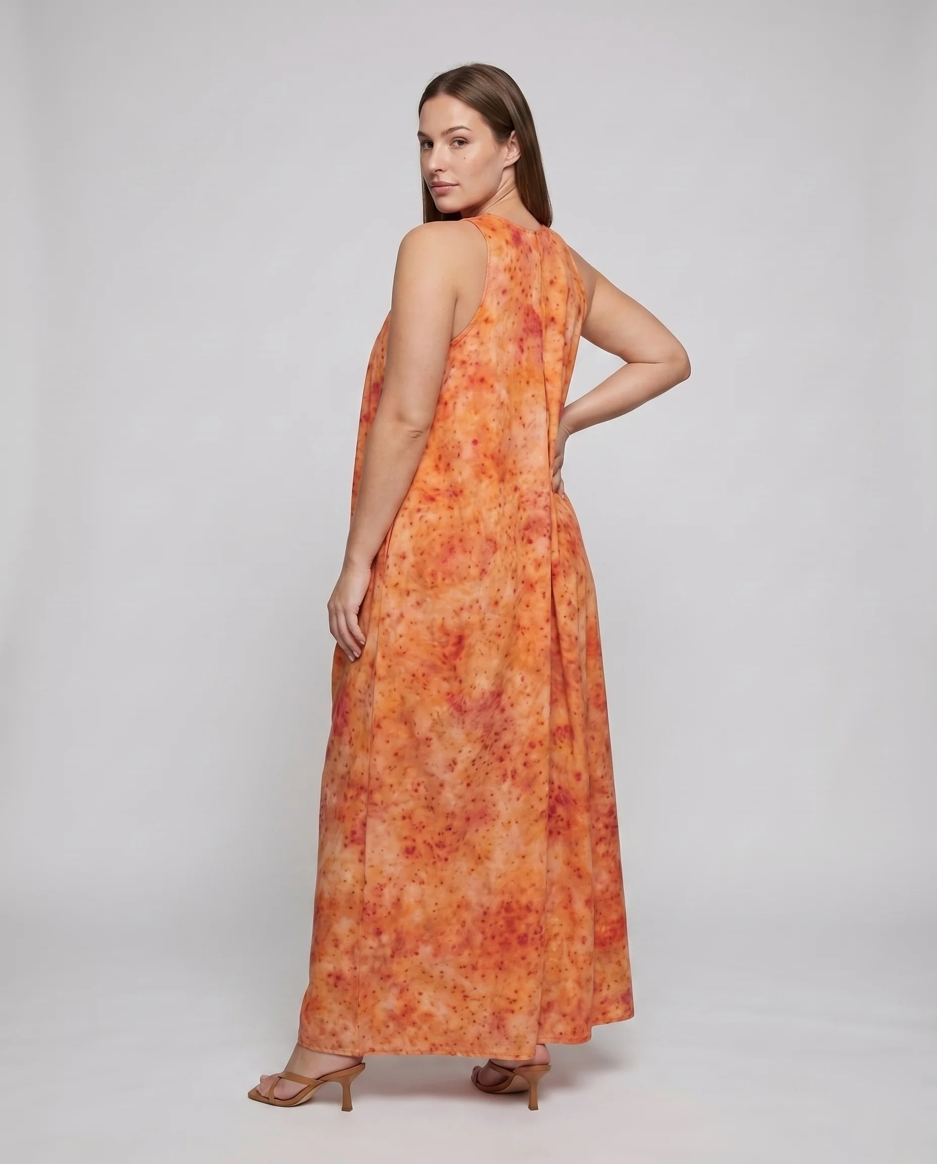 Damen Maxikleid Halstuchkragen Geraffte Hüfte Drapiert - Image 4
