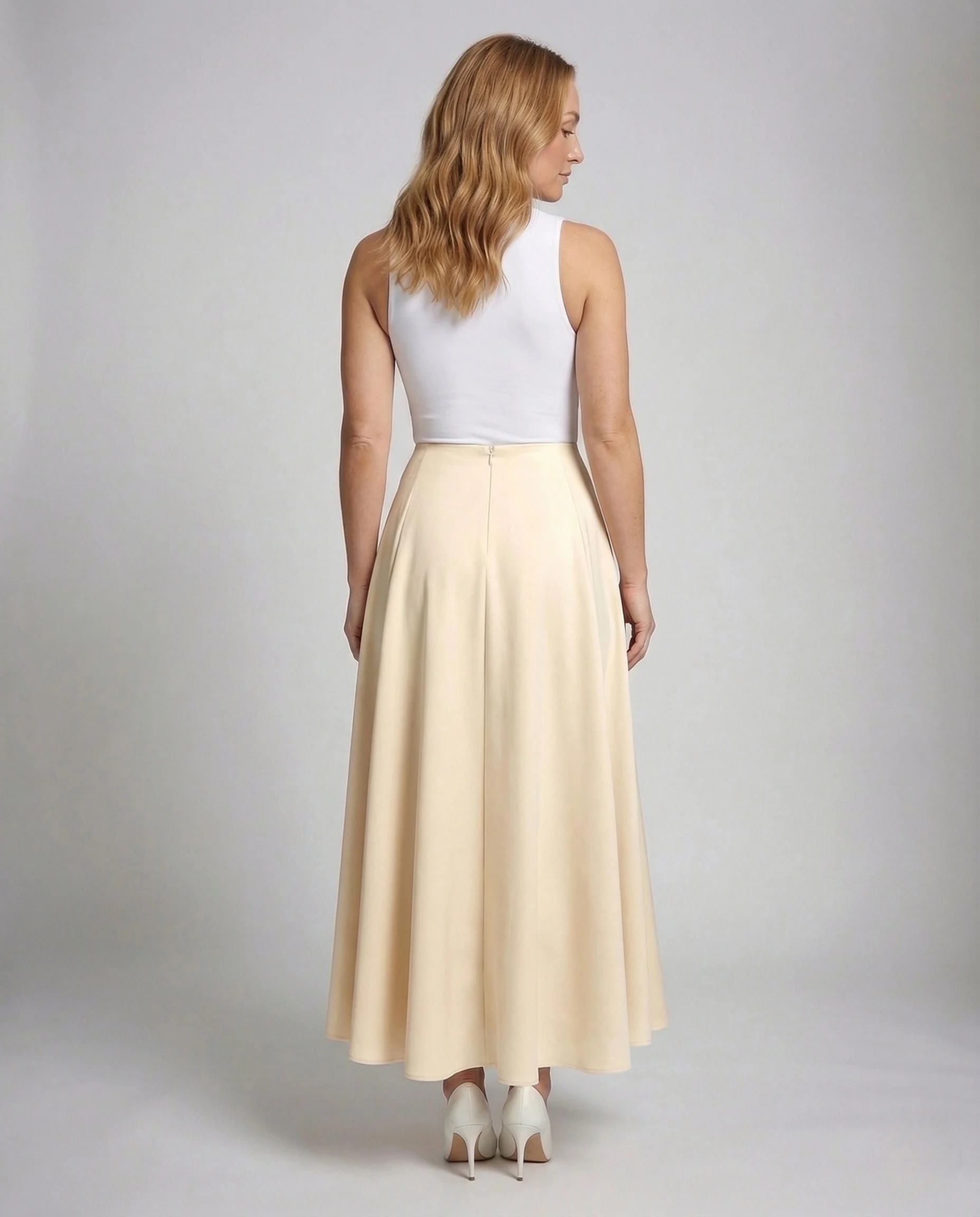Damen Maxirock A Linie Satin High Waist - Image 3