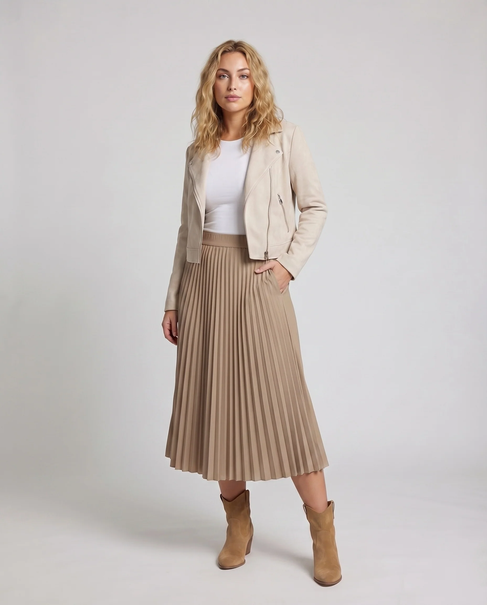 Damen Elegante Mikroplissee Plissee Bahnenrock - Image 2