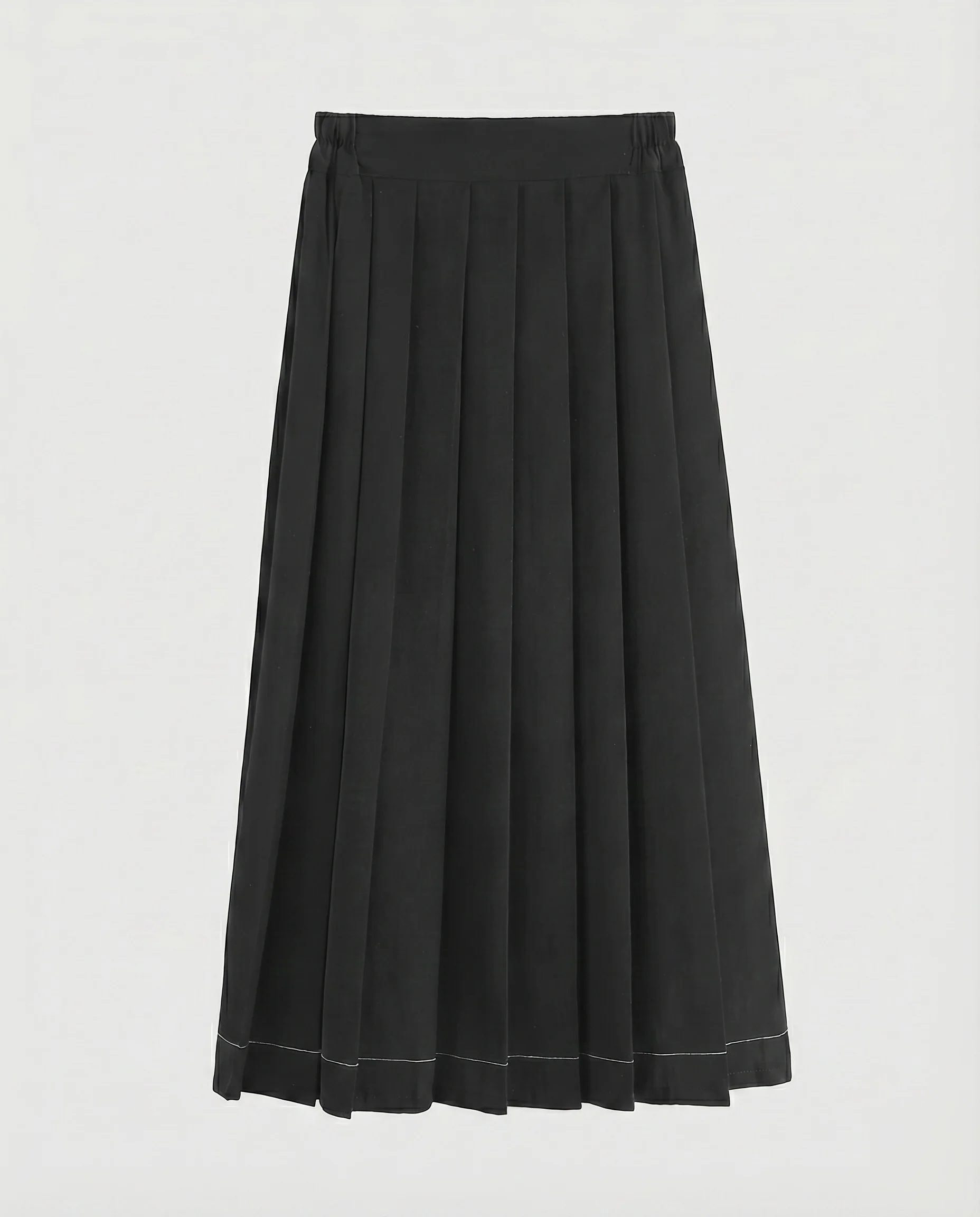 Damen Elegante Feine Kellerfalten Mischgewebe Faltenmaxirock - Image 5