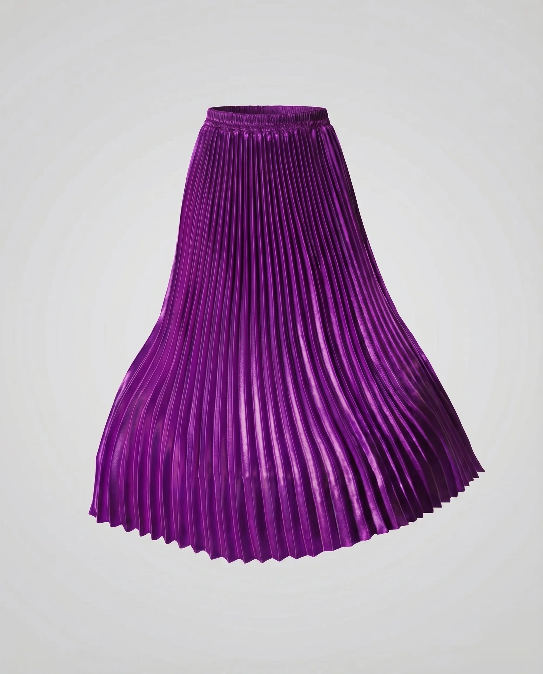 Damen Elegante Schwingende Glockenform Plissee Faltenmidirock - Image 15