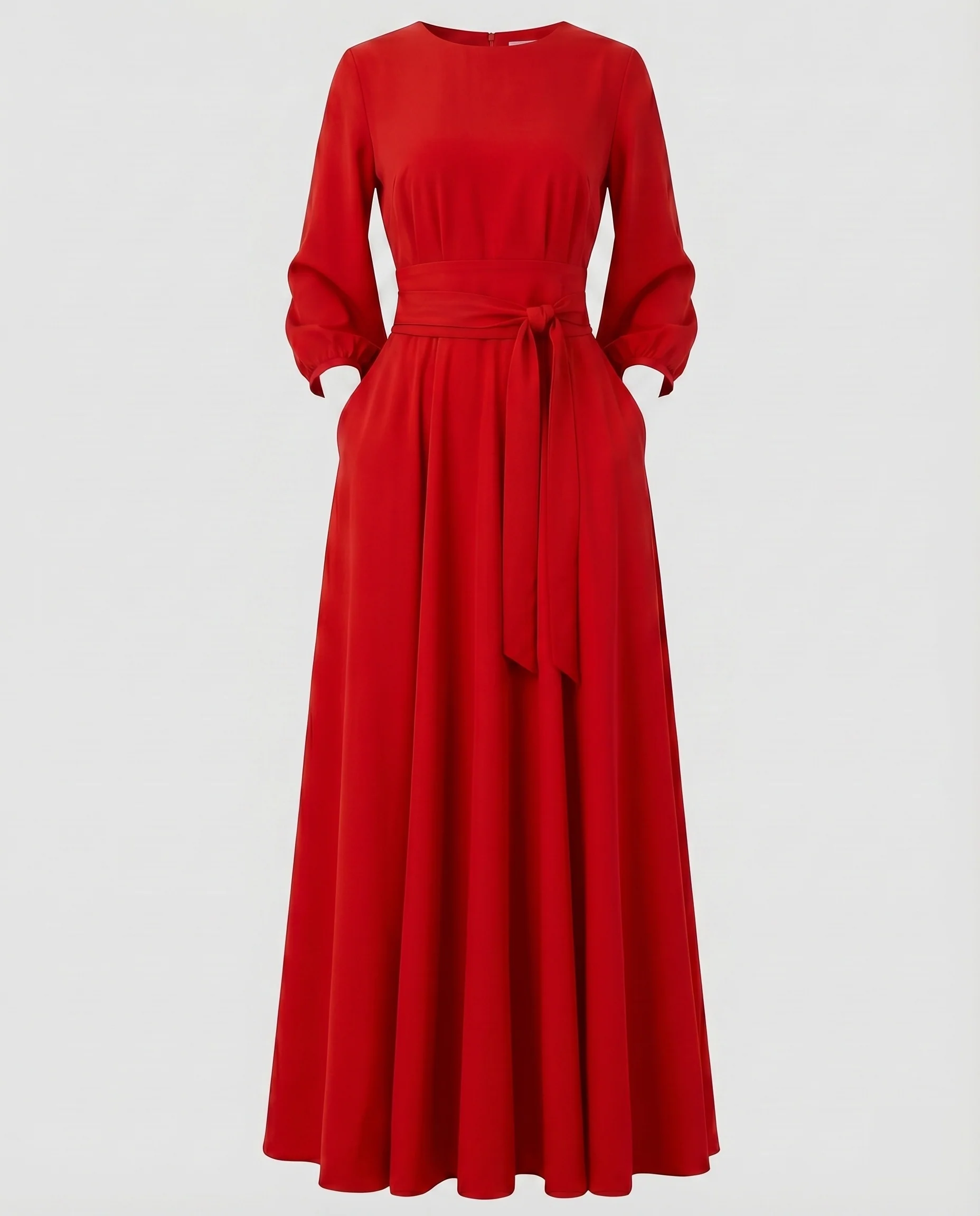 Damen Abendkleid Bodenlang Taillendrapierung Ballonärmel - Image 7