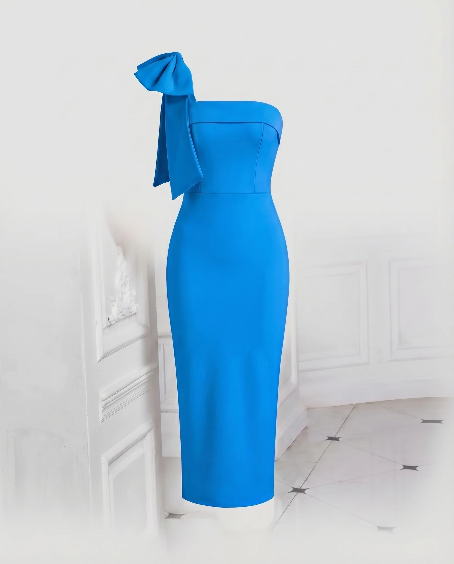 Damen Abendkleid Einseitig Schleifenschulter Meerjungfrau - Image 13