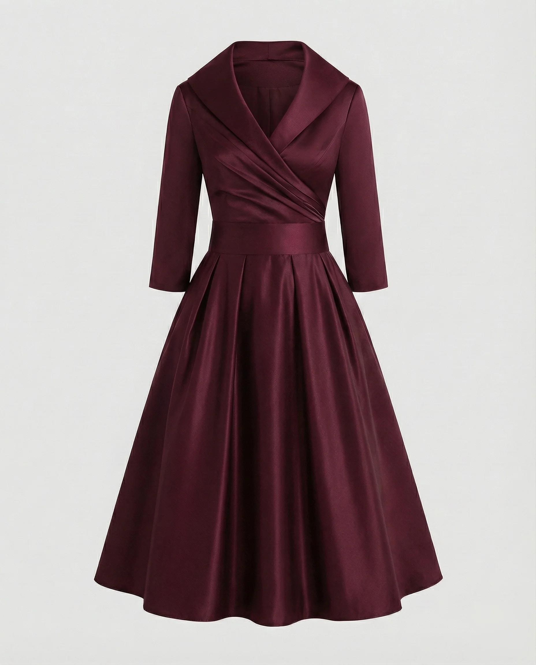 Damen Retro Schalkragen Midikleid - Image 7