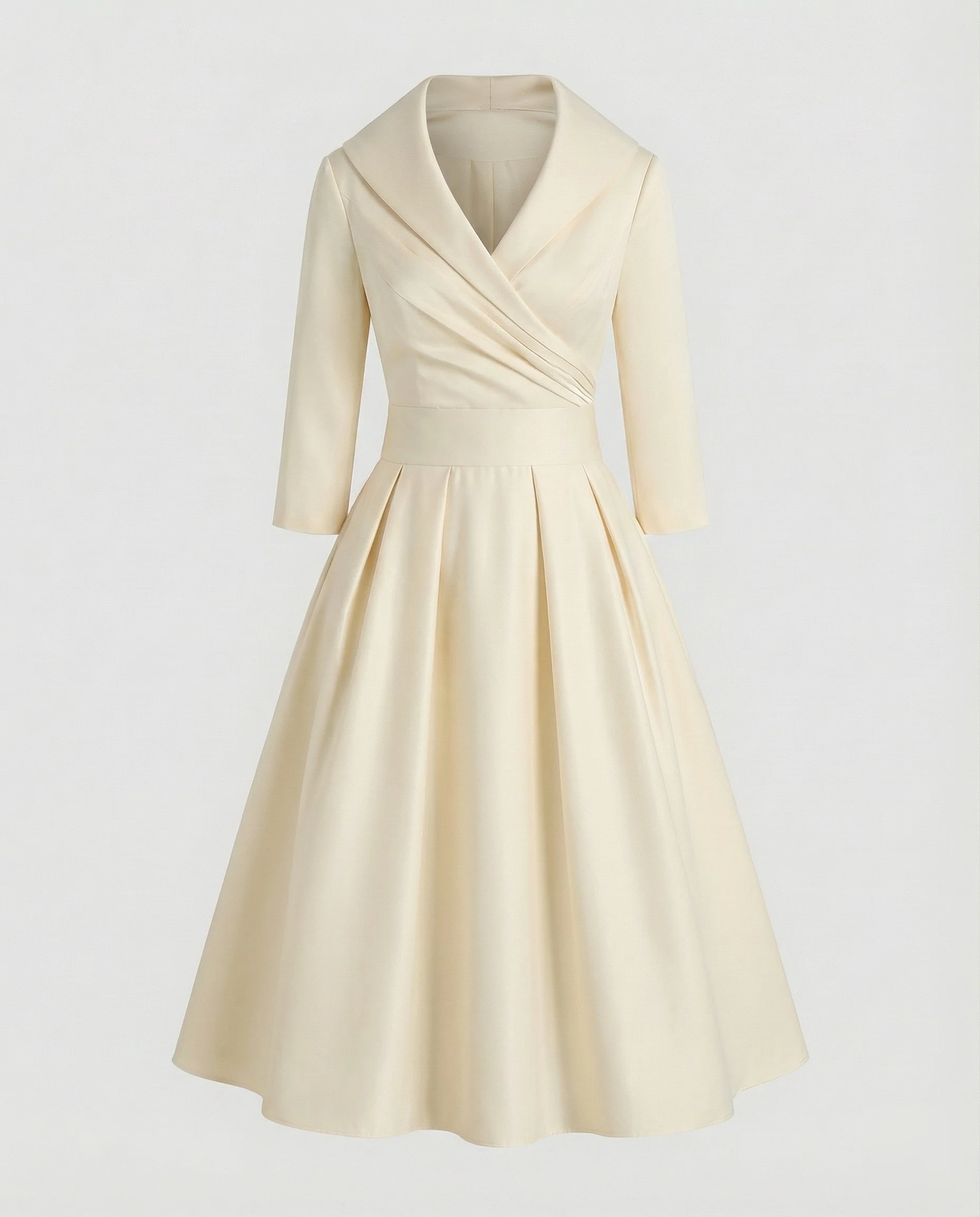 Damen Retro Schalkragen Midikleid - Image 9