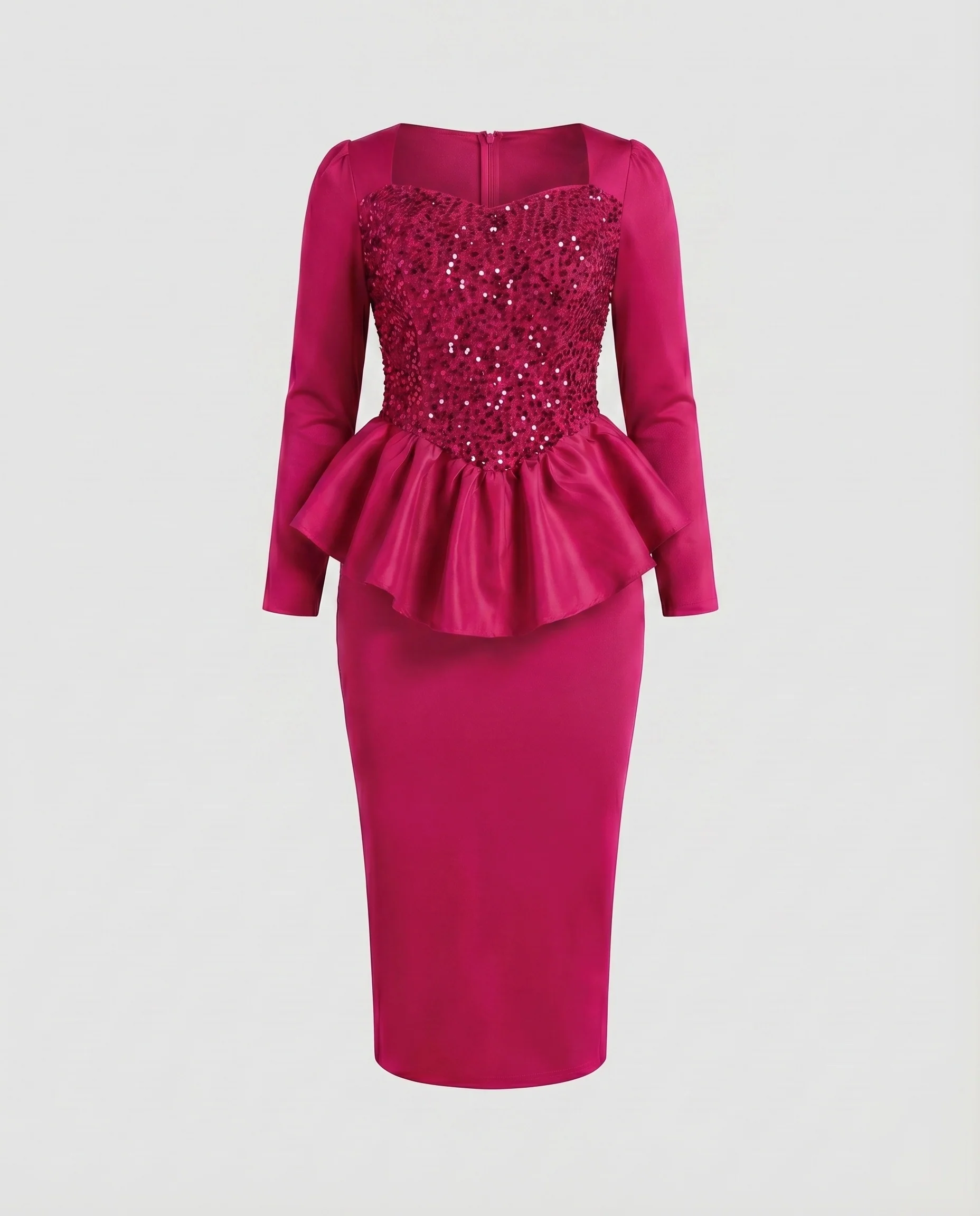Damen Midikleid Glitzer-Bustier Schößchen Bleistiftrock - Image 6