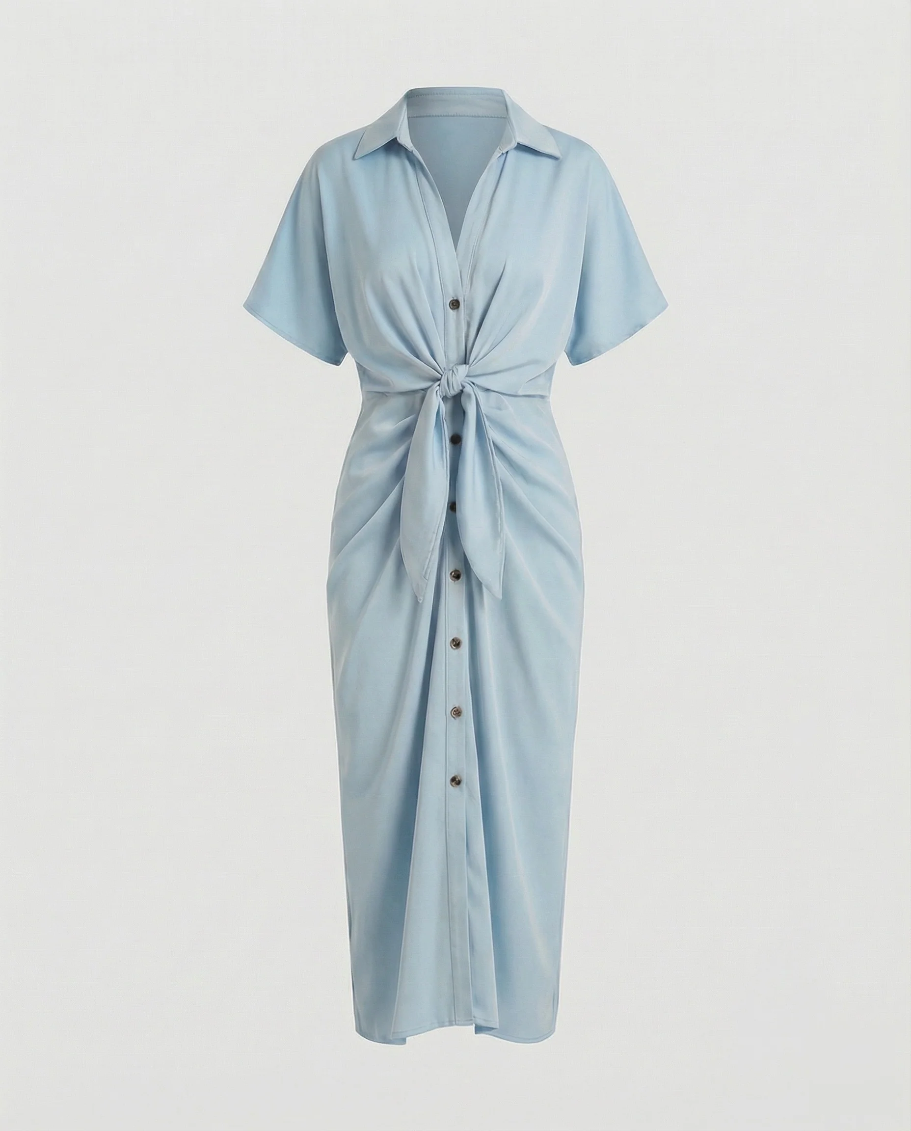 Damen Moderne Knotenraffung Midikleid - Image 10
