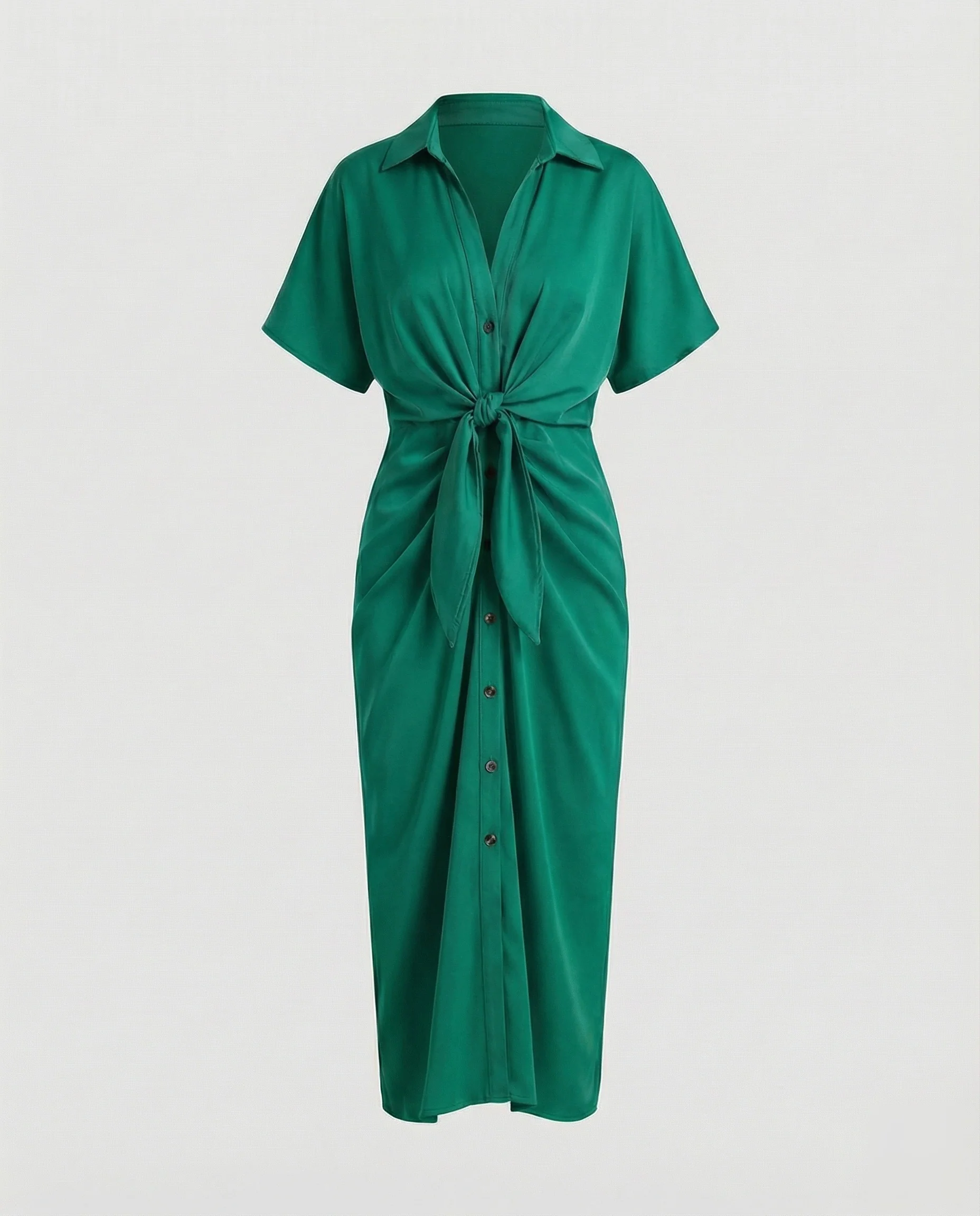 Damen Moderne Knotenraffung Midikleid - Image 15