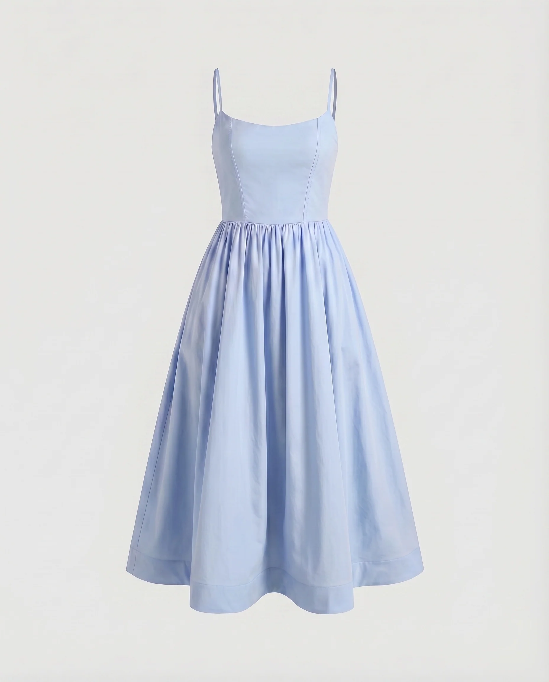Damen Midikleid Form-Mieder Geraffter A-Linienrock Spaghettiträger - Image 8