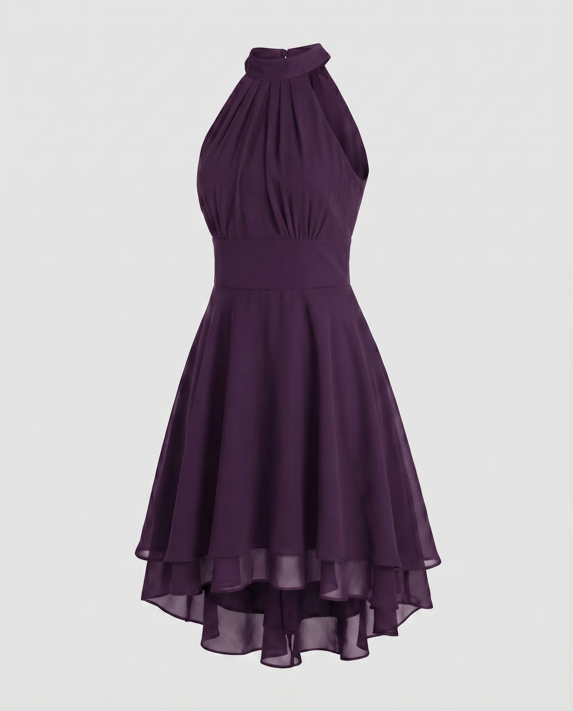 Damen Neckholder-Kleid Chiffon-Volant Stufensaum - Image 9