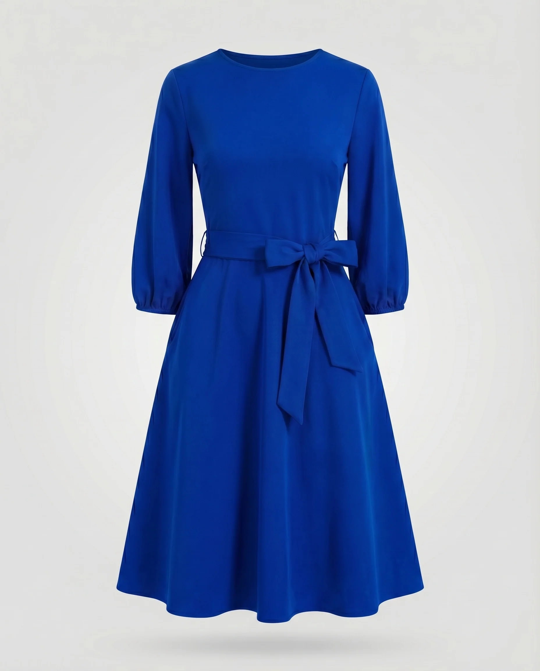 Damen Tellerkleid Figurformend Geraffte 3/4-Ärmel - Image 8