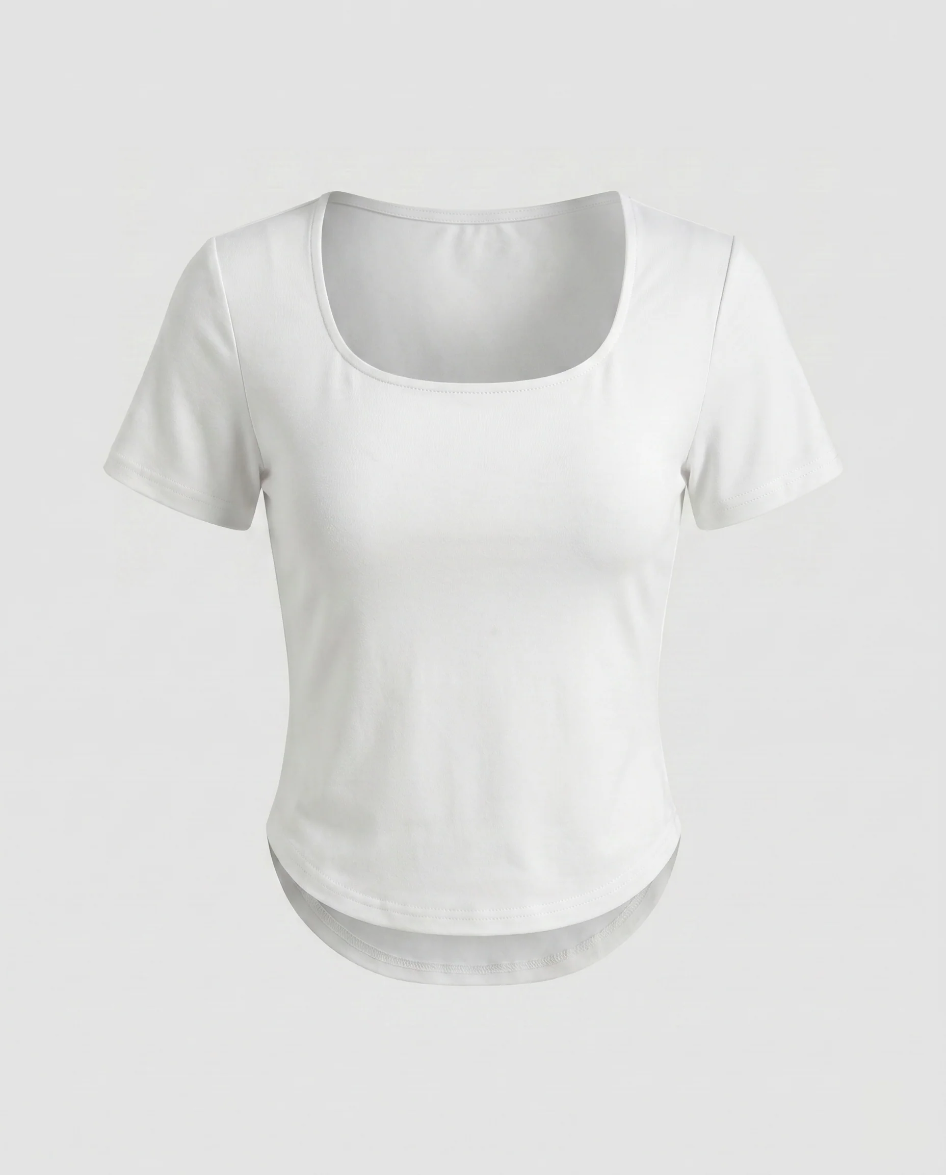 Damen nan fein geripptes Kurzarm-Basicshirt mit geschwungenem Saum und Seitenschlitz - Image 7