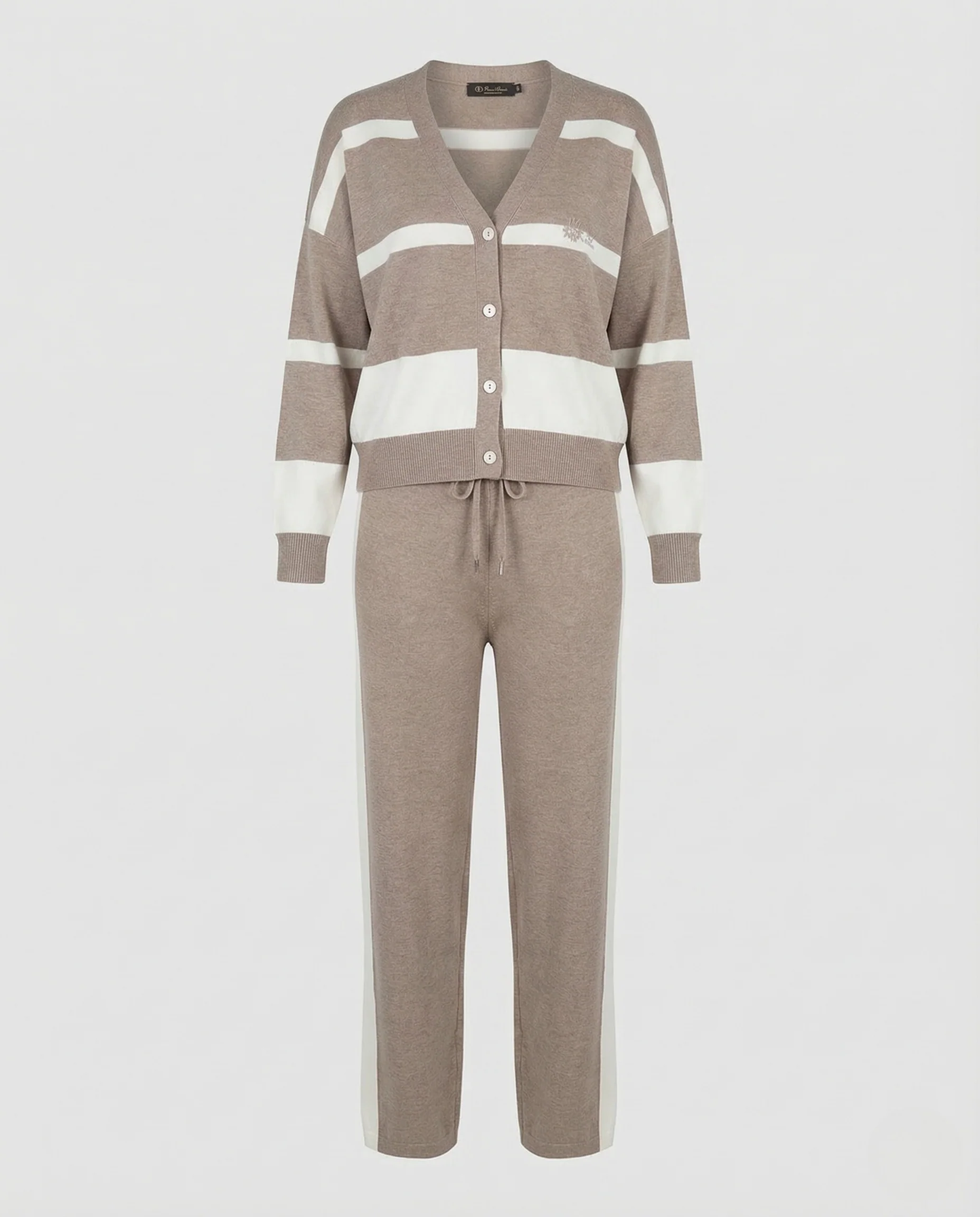 Damen Strick Set Cardigan V Ausschnitt Hose - Image 4