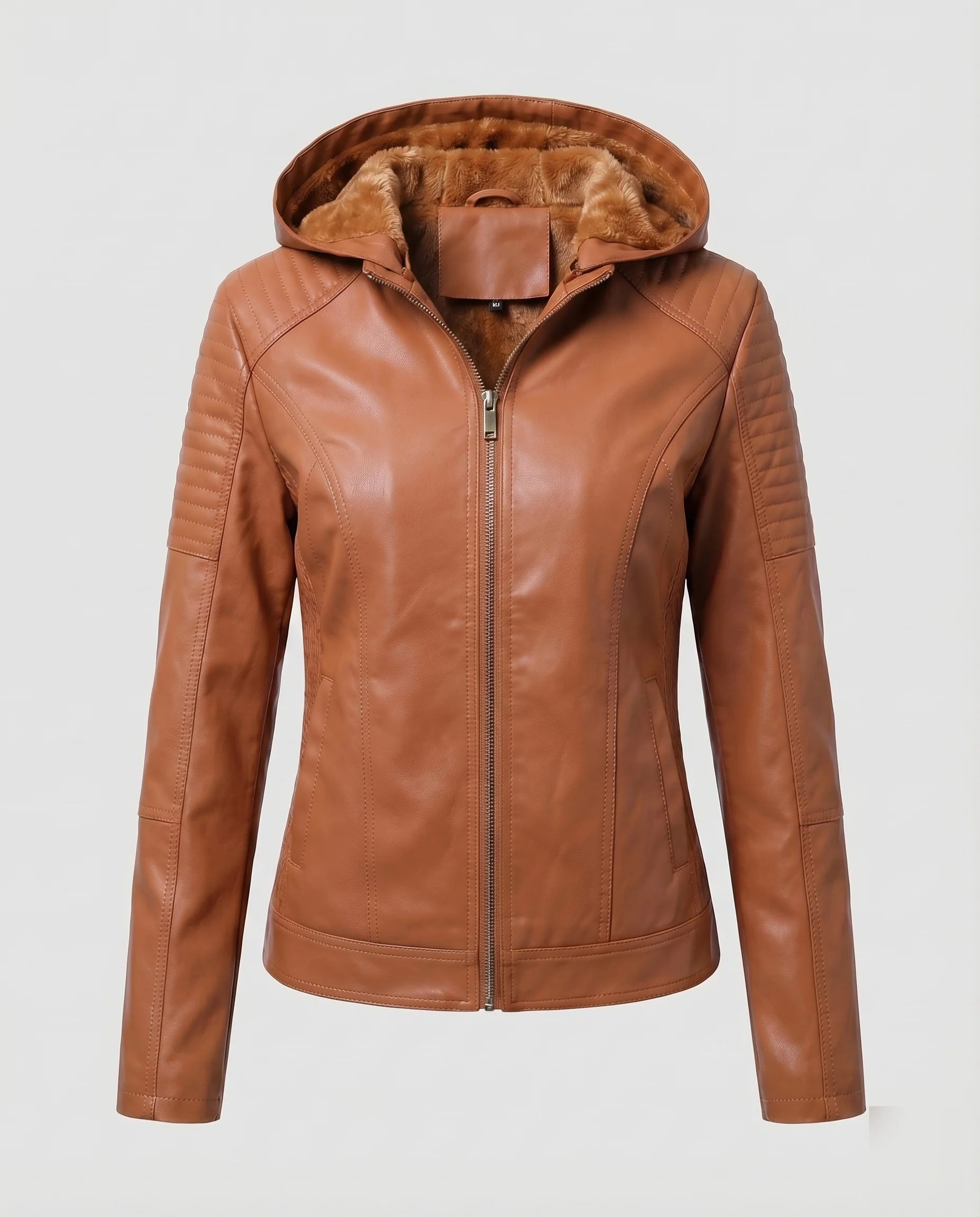 Damen Übergangsjacke Nappa-Optik Gefüttert Ziernähte - Image 6