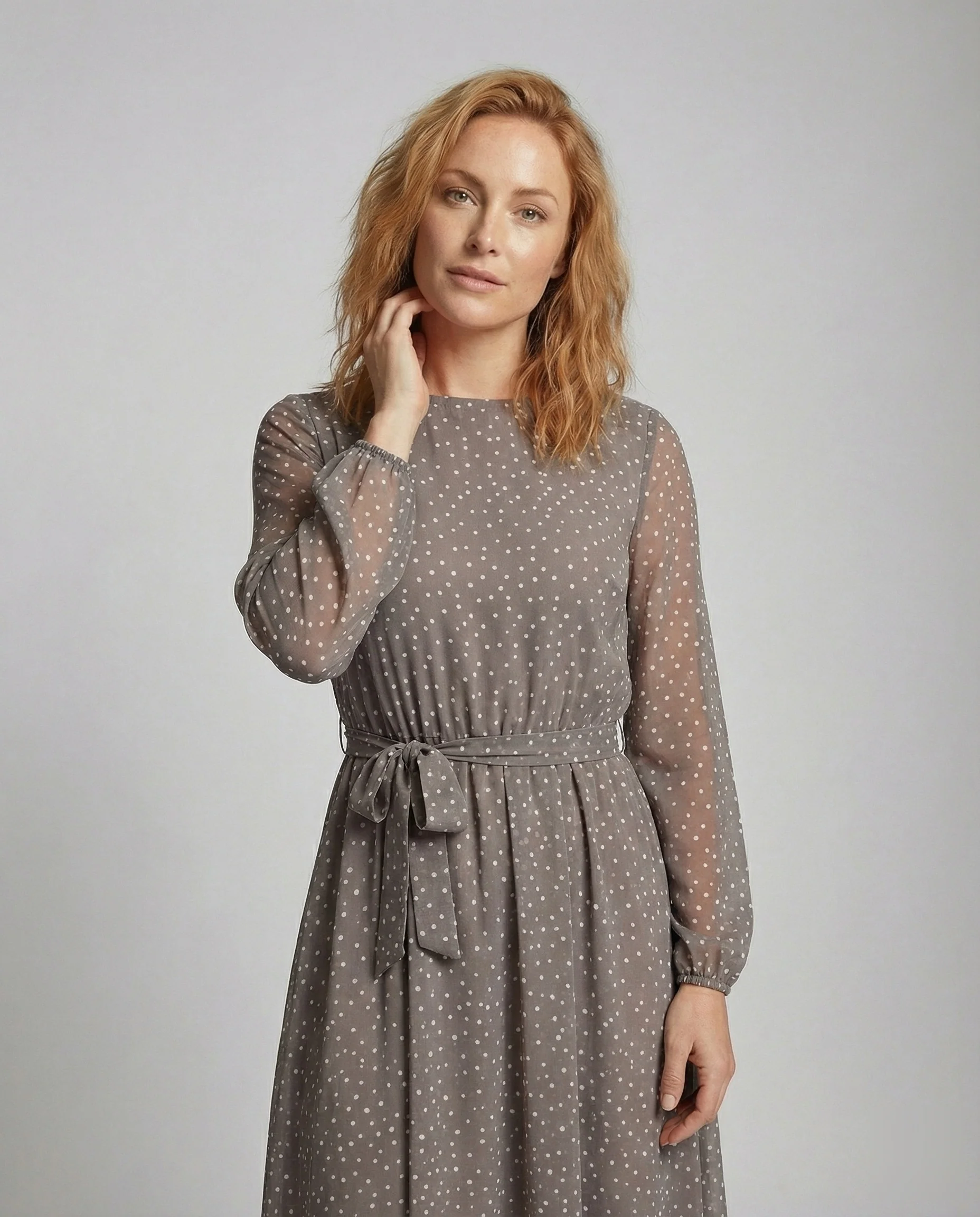 Damen Florales Chiffon-Midikleid mit Gürtel - Image 2