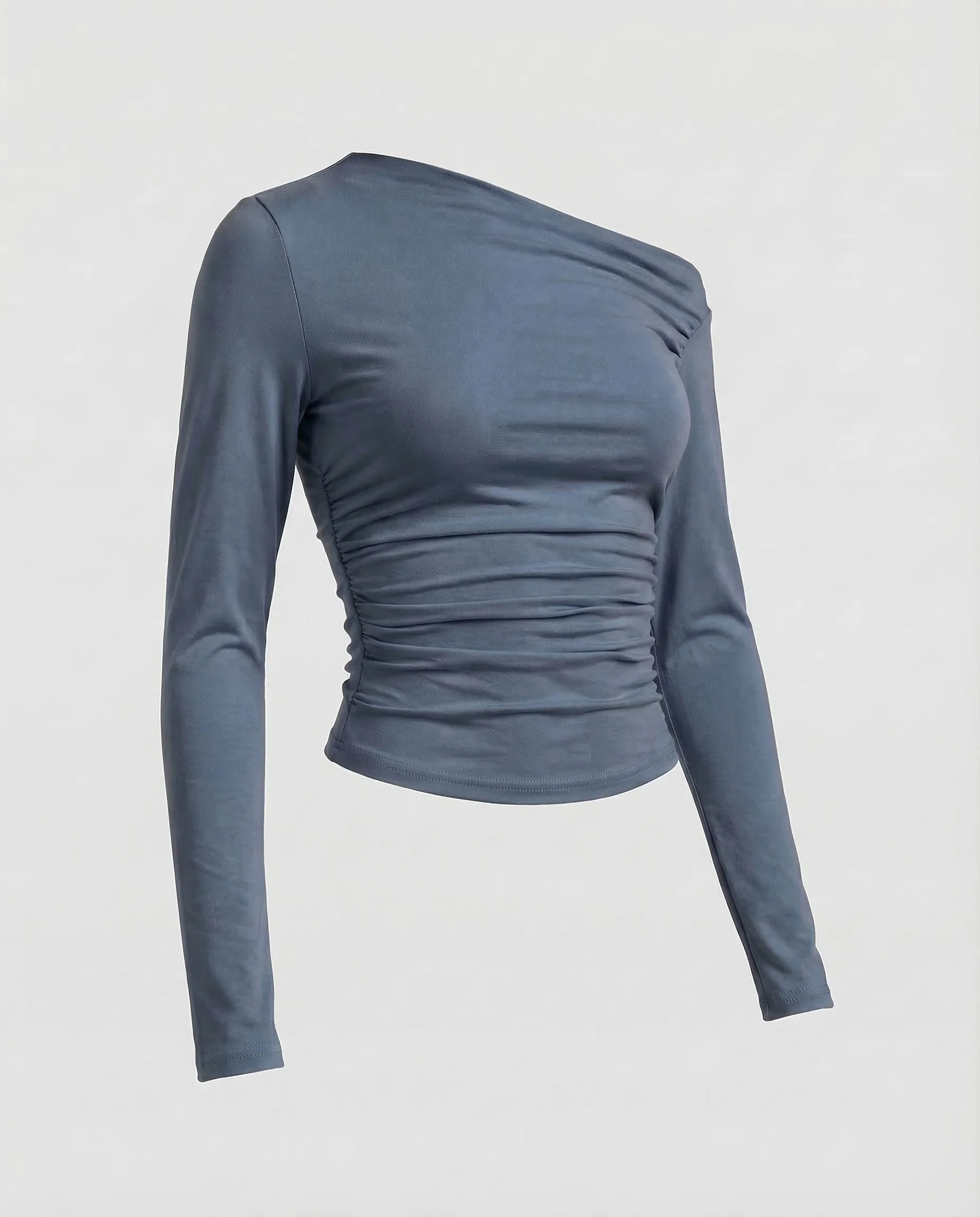 Damen Asymmetrisches Langarmshirt Raffung - Image 7