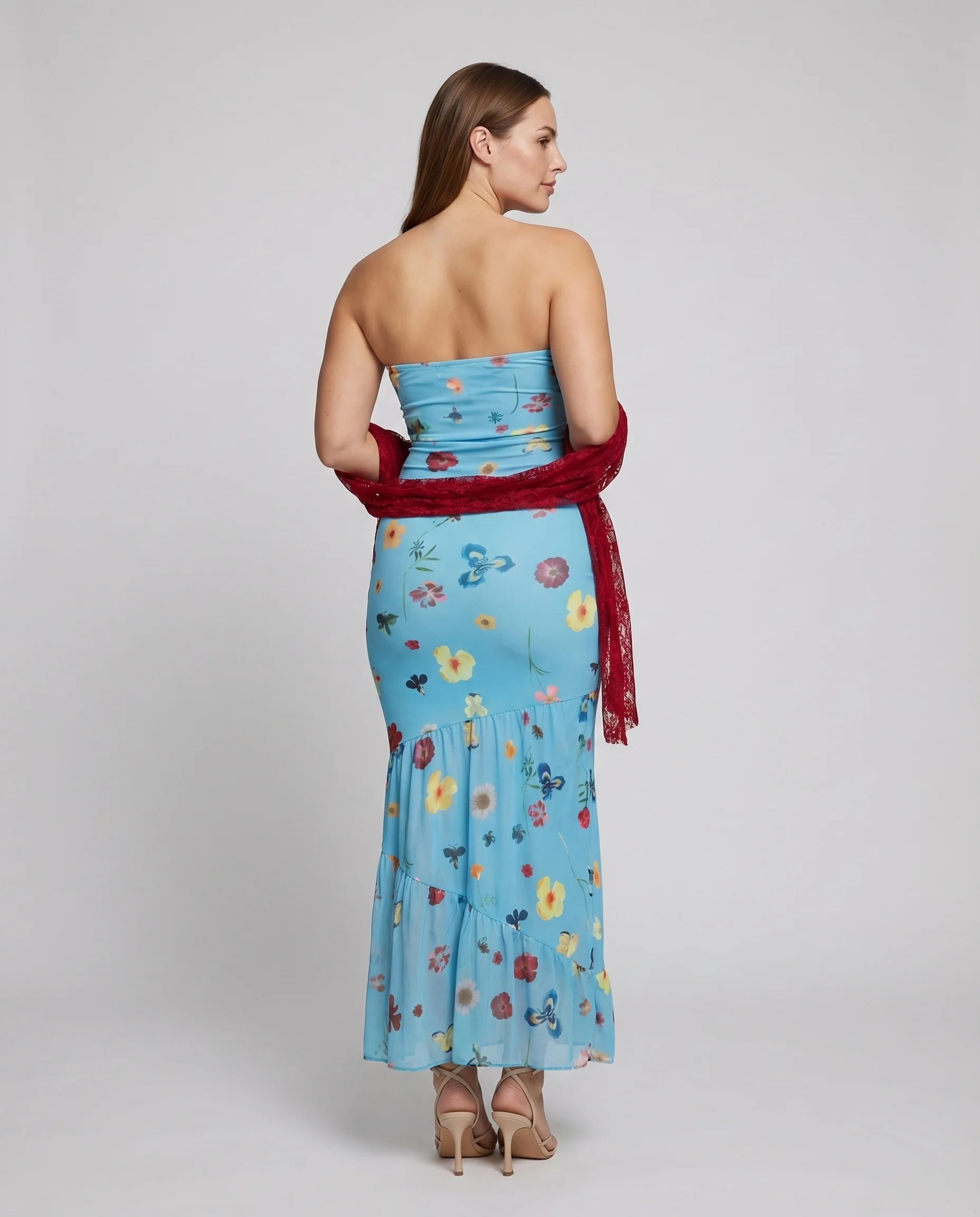 Damen Bandeau-Maxikleid Miedernaht Meerjungfrauen-Silhouette Figurbetont - Image 4