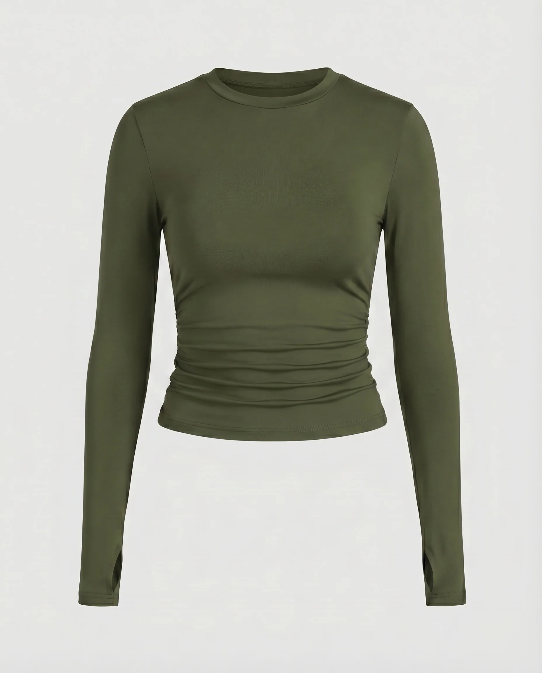 Damen Crop-Top Daumenloch Lange Ärmel Rundhals - Image 11