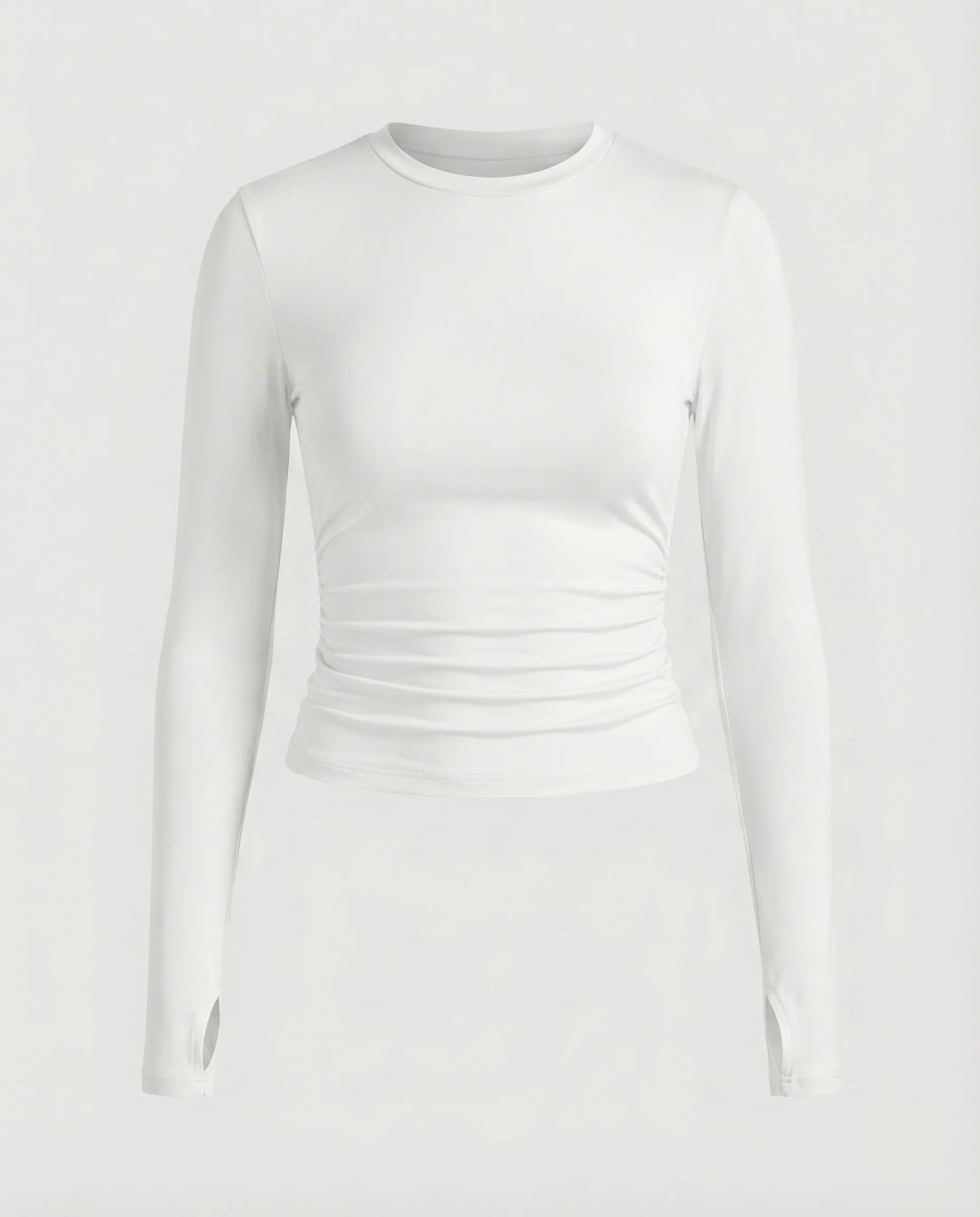 Damen Crop-Top Daumenloch Lange Ärmel Rundhals - Image 17