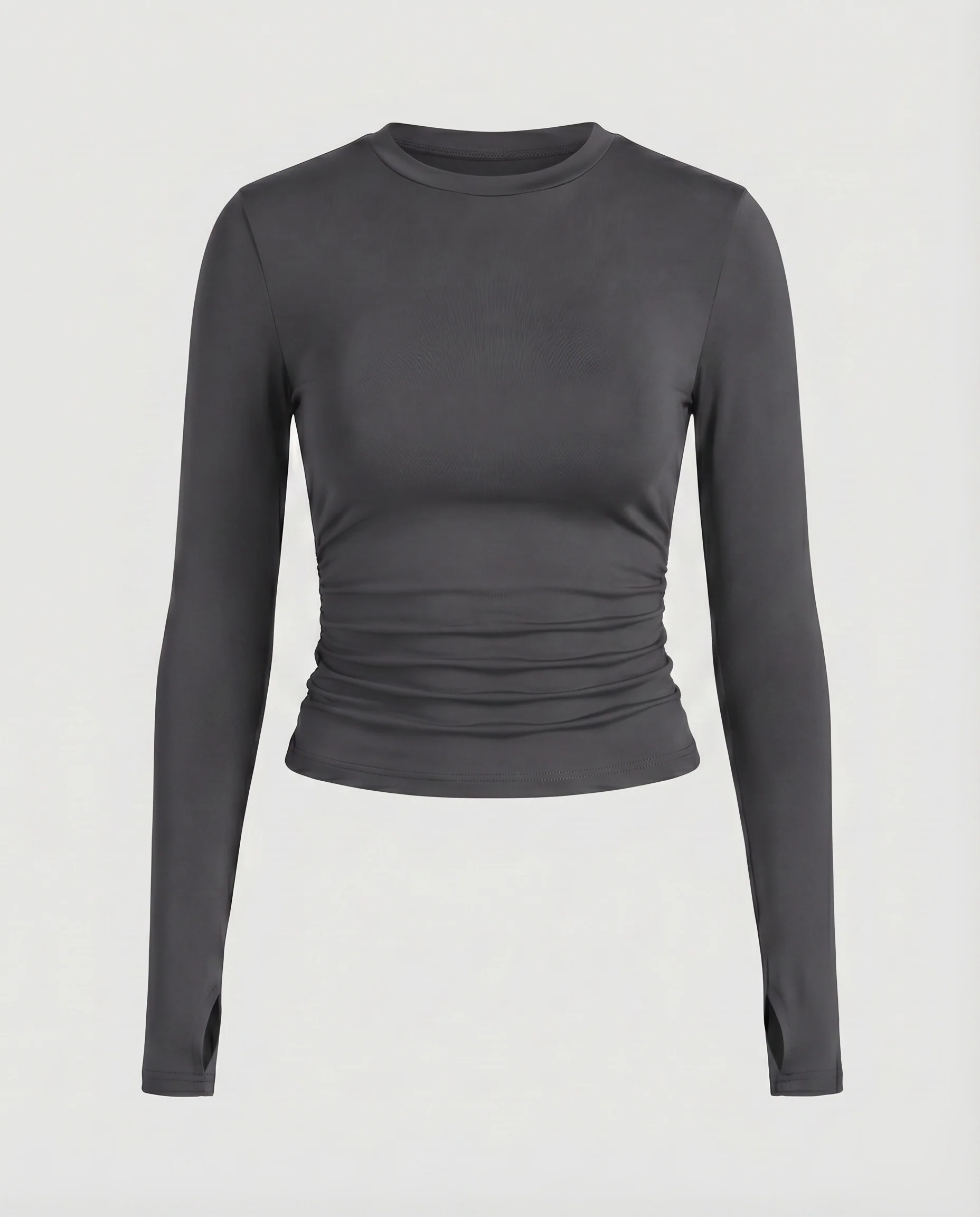 Damen Crop-Top Daumenloch Lange Ärmel Rundhals - Image 9