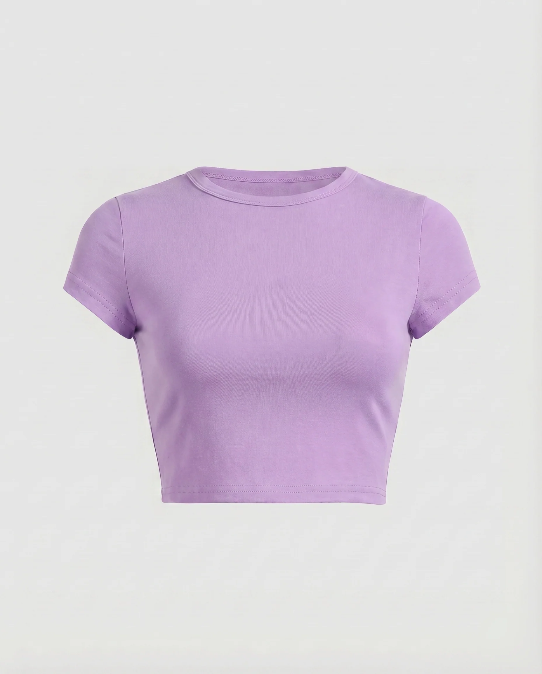 Damen Cropped-Shirt Stretch-Qualität Kurze Ärmel Rundhals - Image 13