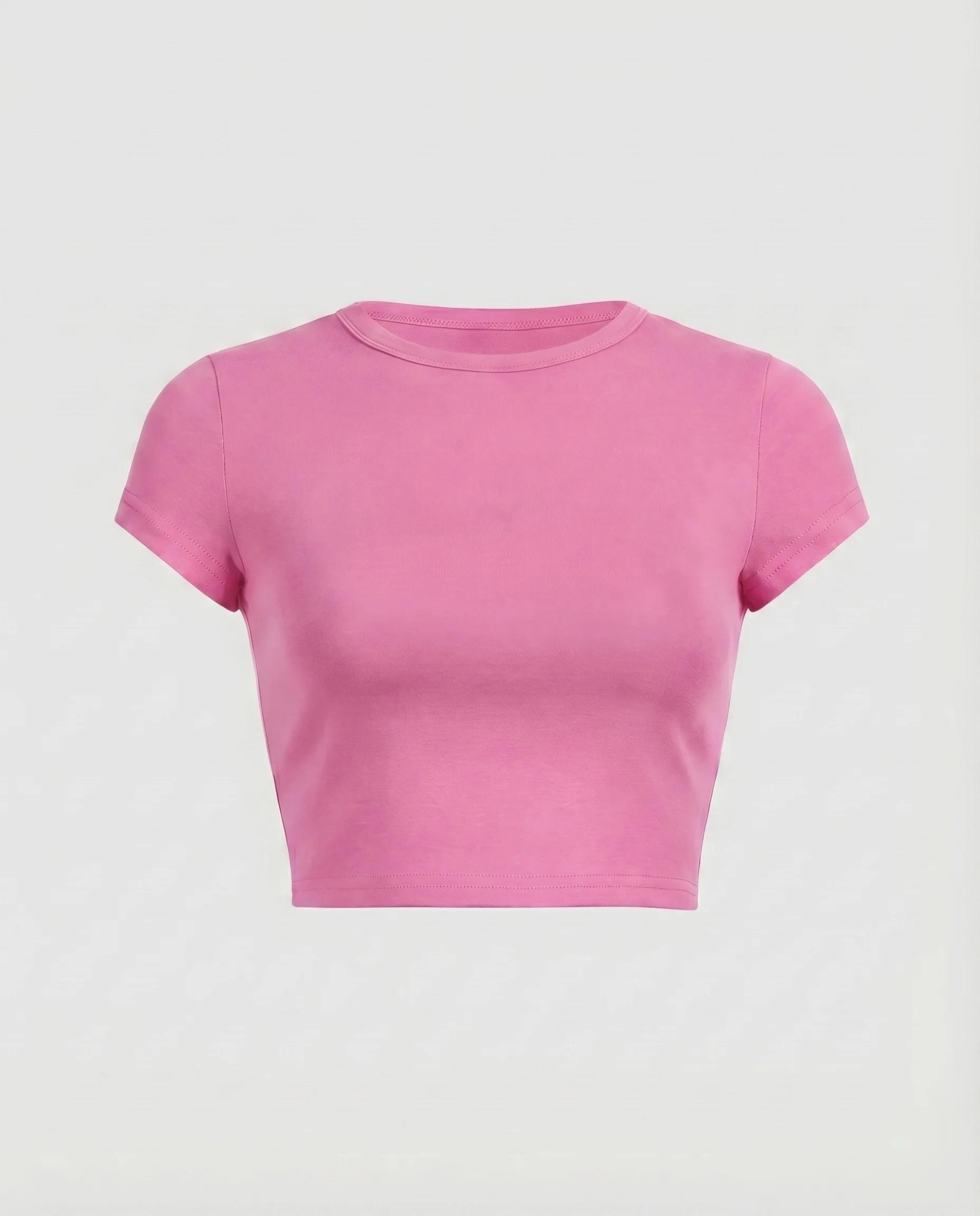 Damen Cropped-Shirt Stretch-Qualität Kurze Ärmel Rundhals - Image 16