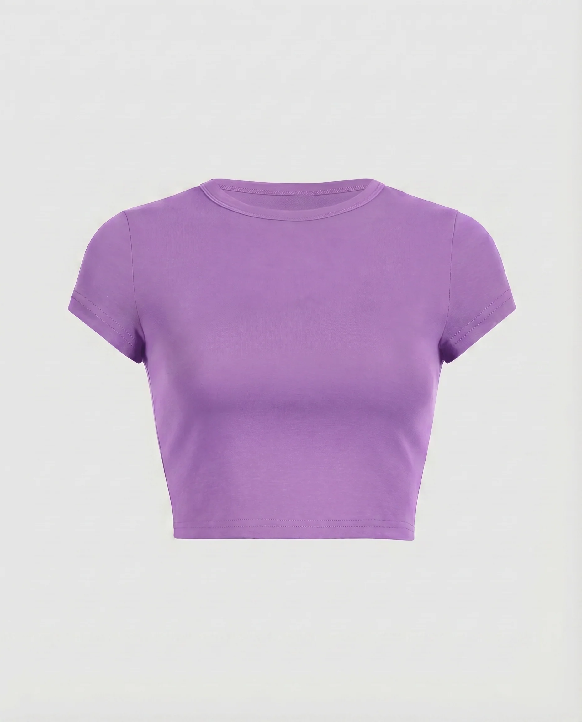 Damen Cropped-Shirt Stretch-Qualität Kurze Ärmel Rundhals - Image 7