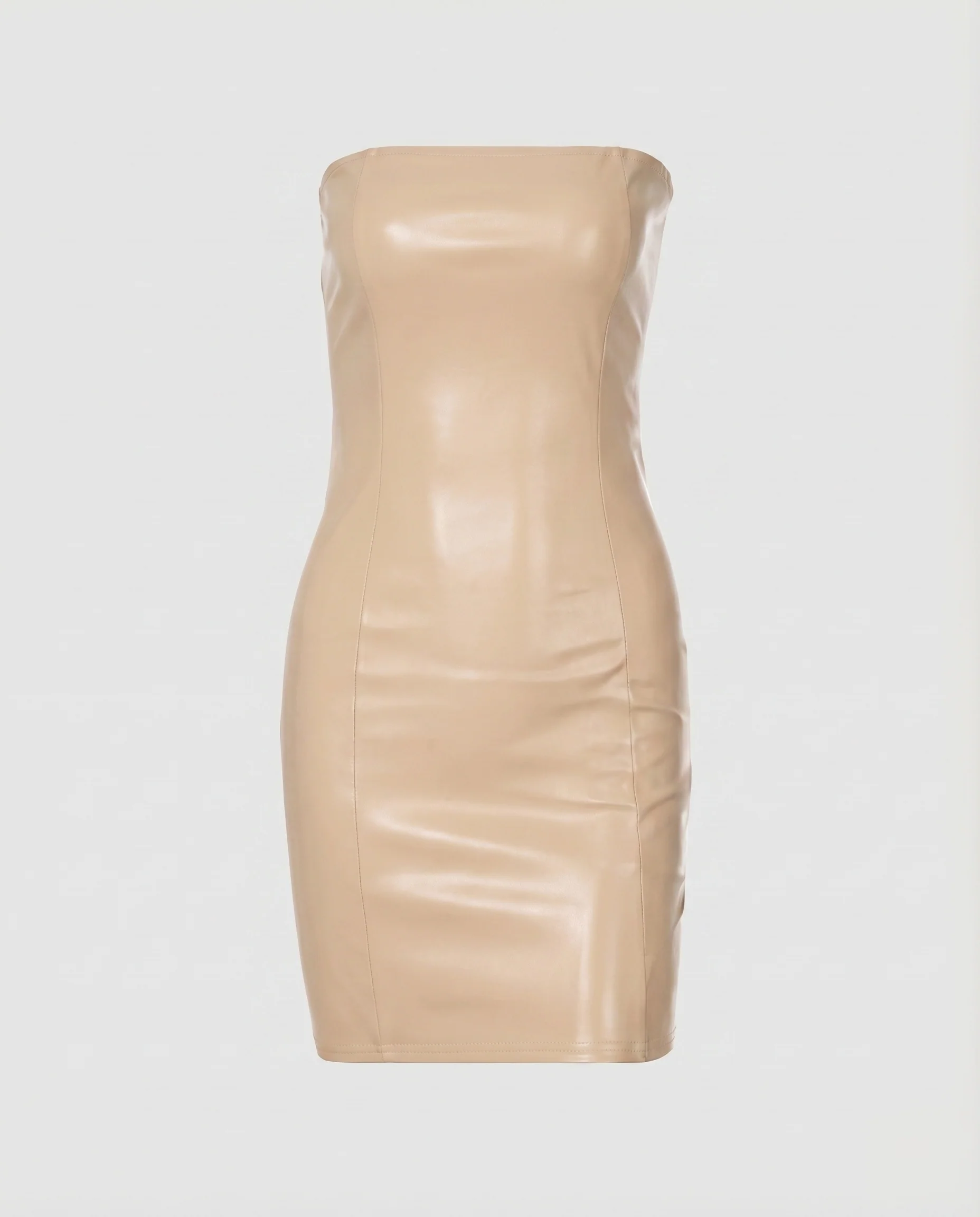 Damen Ein-Schulter Minikleid Lederoptik Raffung - Image 6