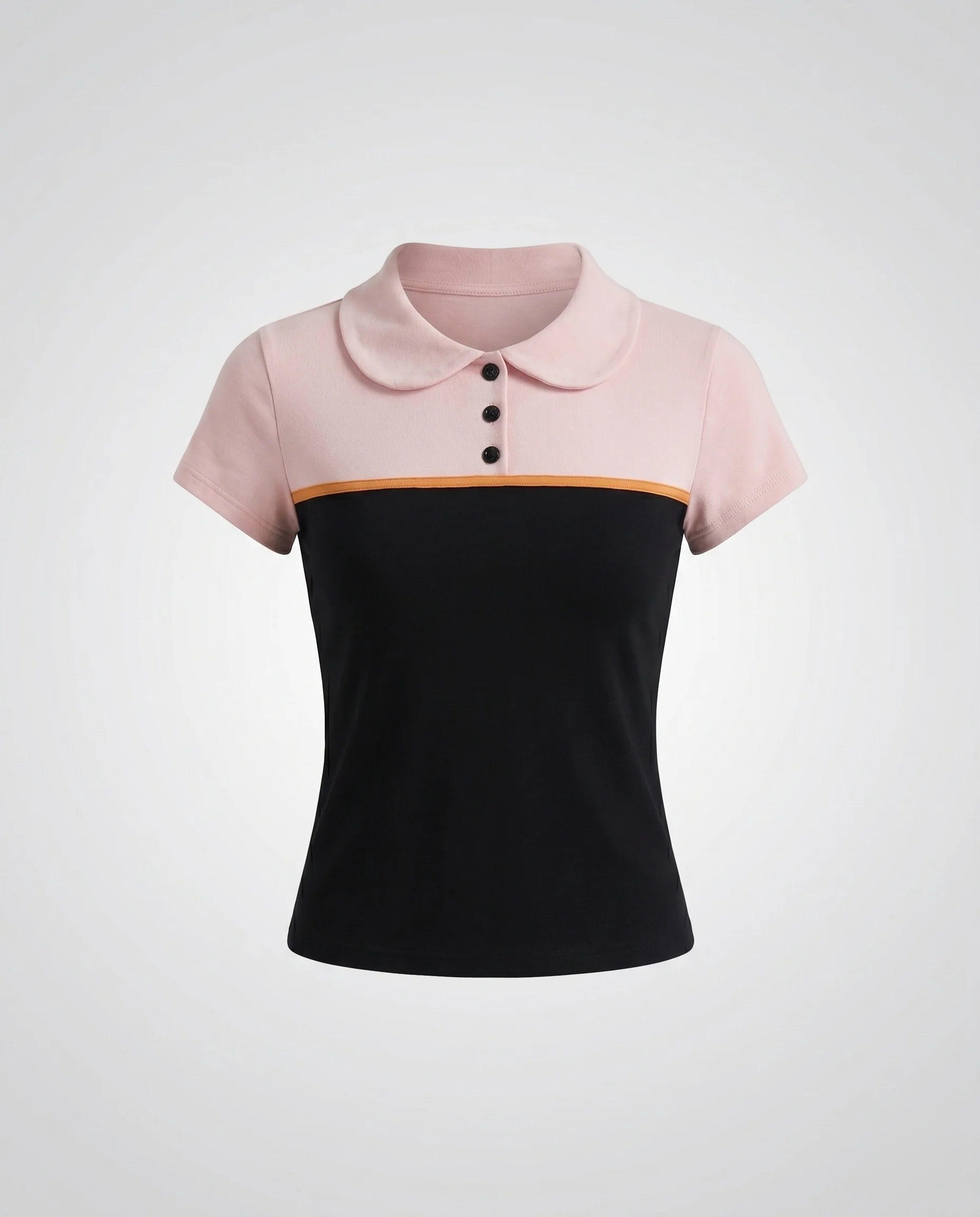 Damen nan figurbetontes Jersey-Top mit rundem Kragen, Zierknopfleiste und kontrastierendem Brustbesatz - Image 6