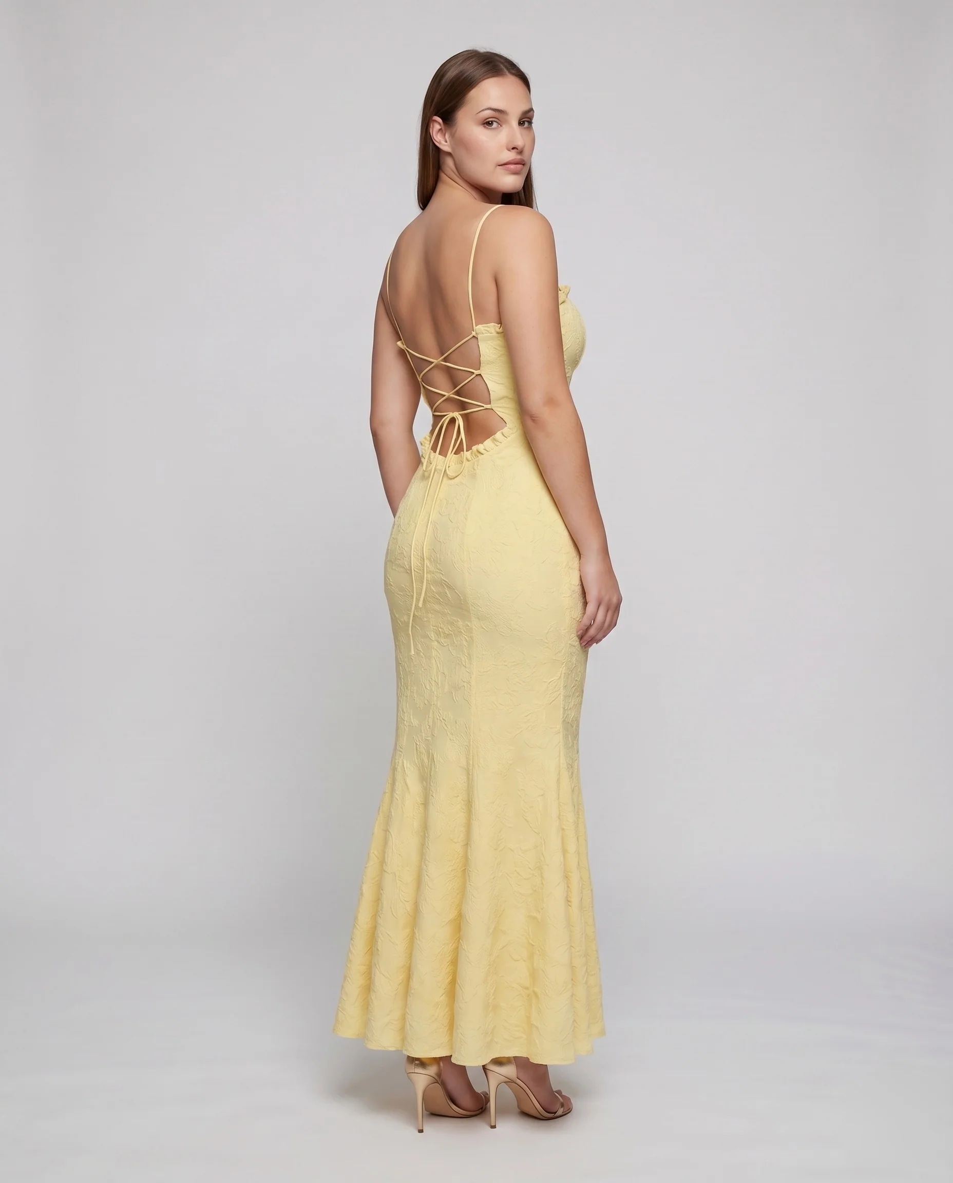 Damen Spitzekleid Meerjungfrauen-Schnitt Spaghettiträger Figurbetont - Image 4