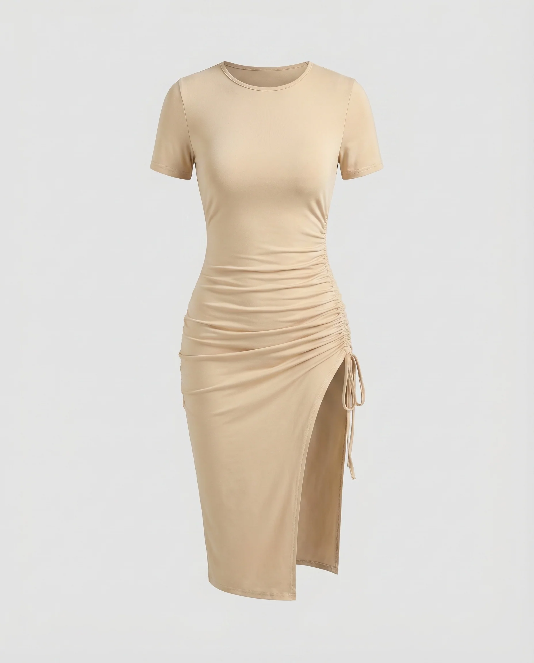 Damen Jersey-Midikleid Raffung Beinschlitz - Image 4