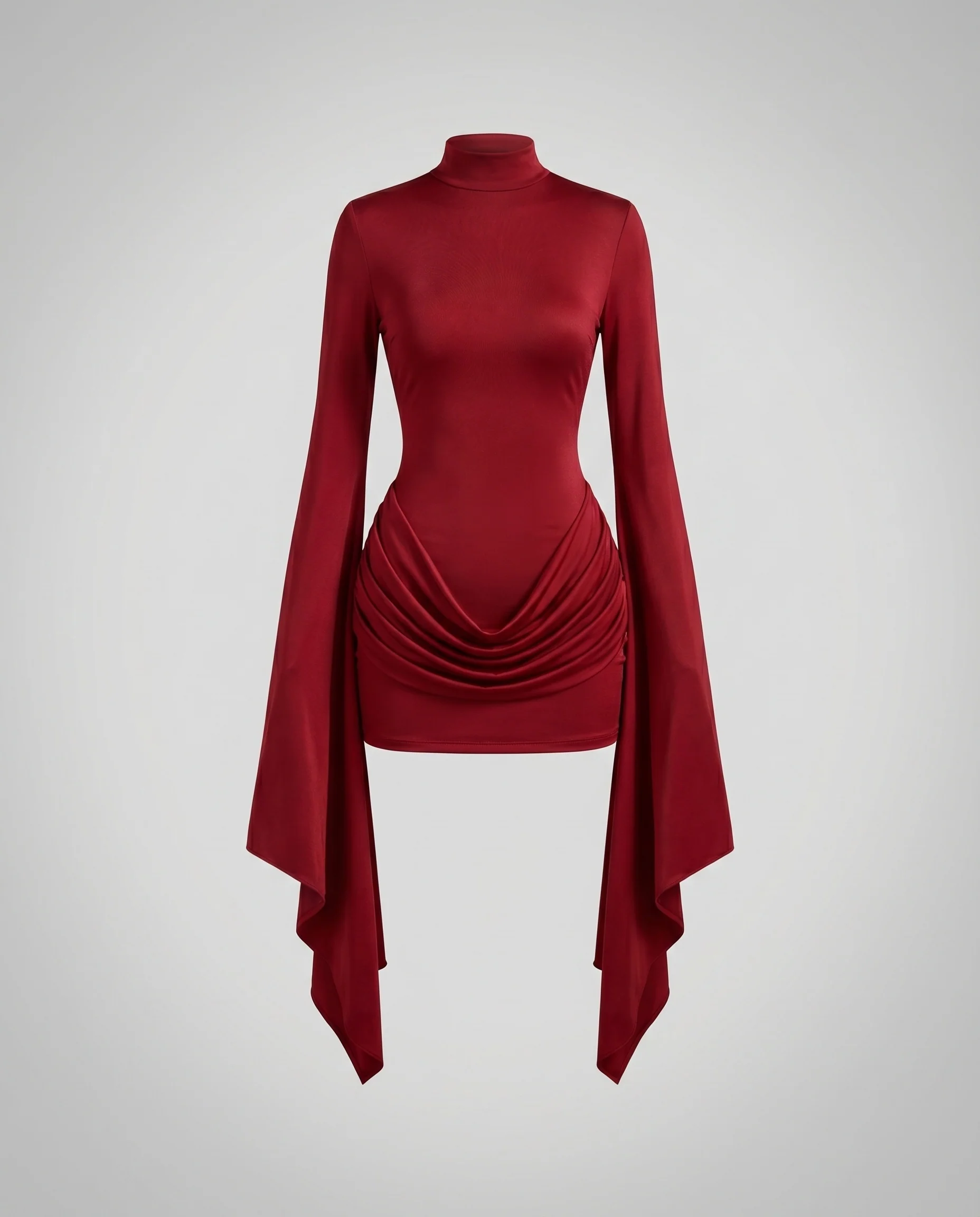 Damen Minikleid Stehkragen Rückenausschnitt Schleppen - Image 3