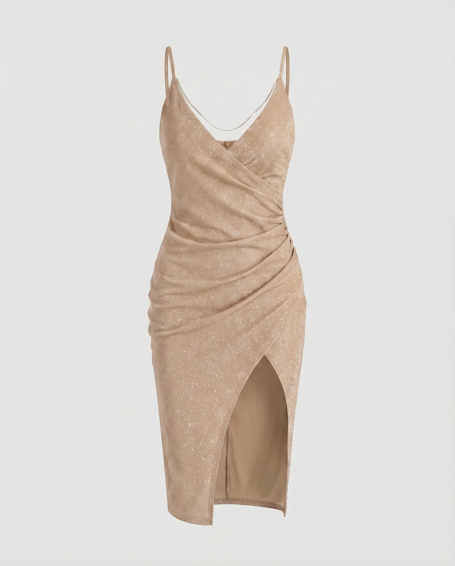 Damen Mini-Abendkleid Wickeloptik Beinschlitz Raffung - Image 8