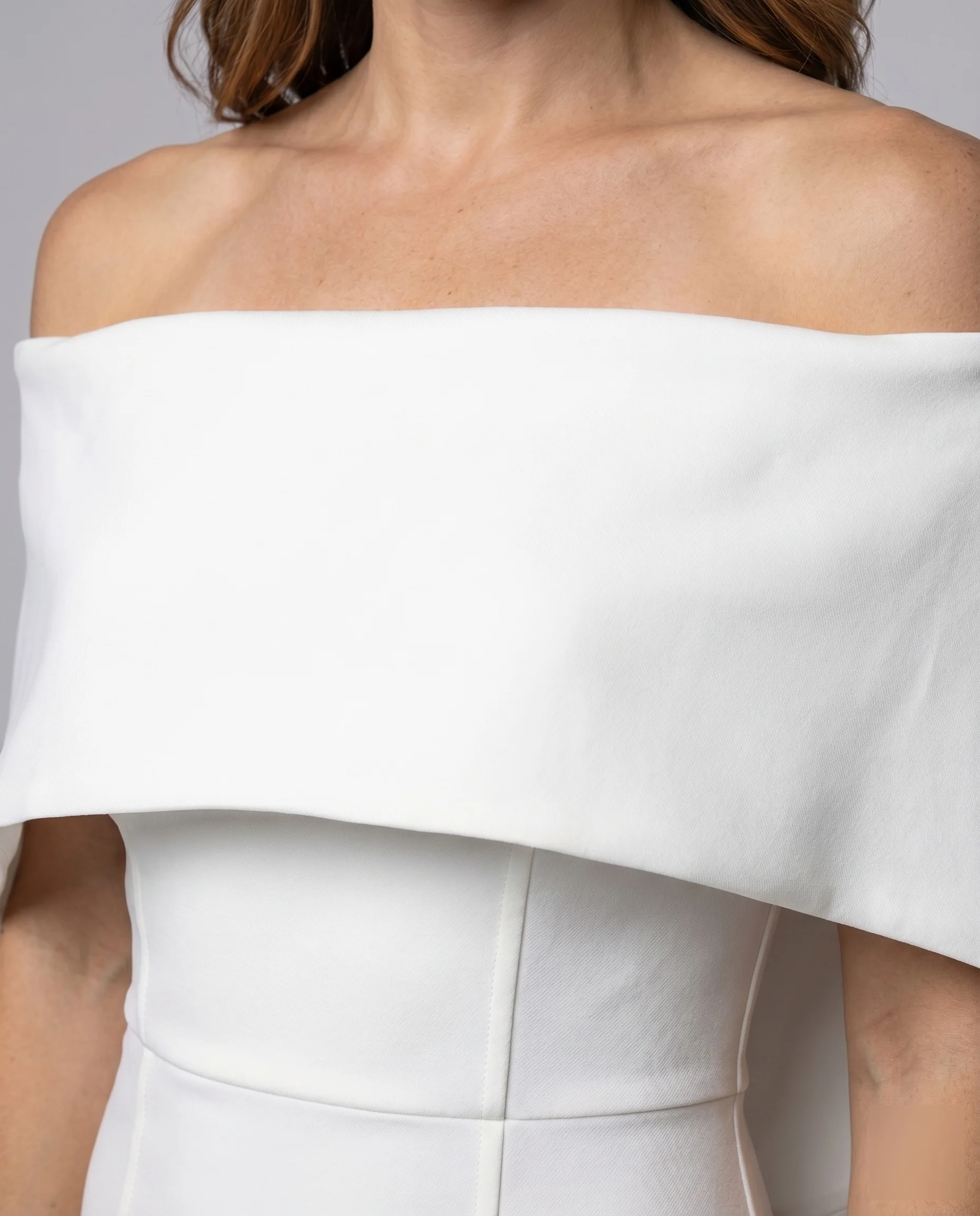 Damen Off-Shoulder Etuikleid Cape-Einsatz Stretch - Image 3