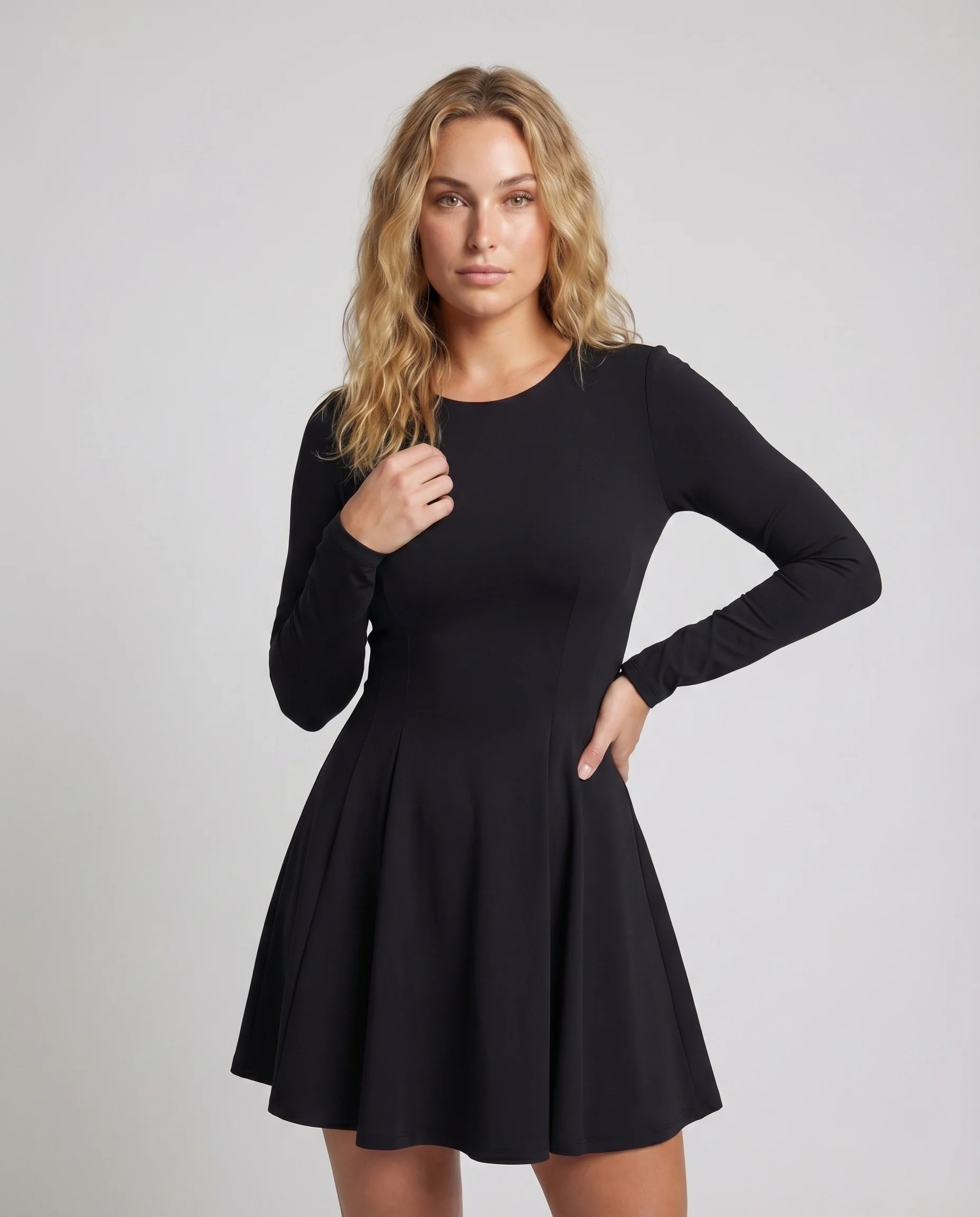 Damen Skaterkleid Figurbetont Teilungsnähte Ausgestellt - Image 2