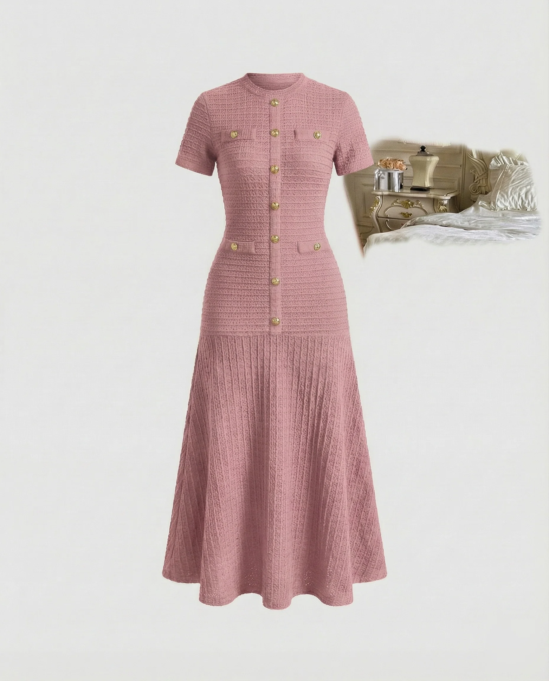 Damen figurbetontes Waffelstrick-Maxikleid - Image 10