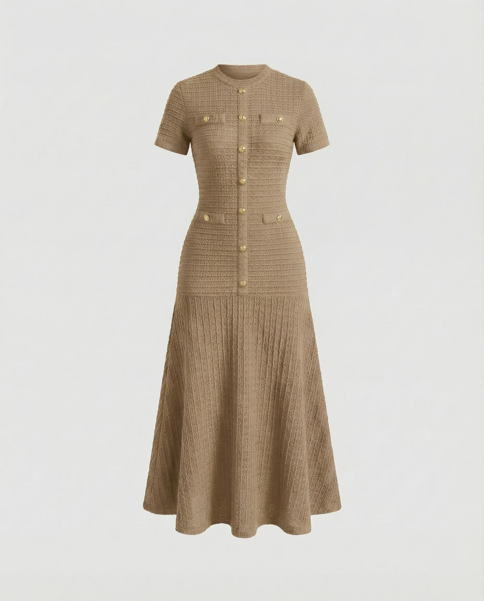 Damen figurbetontes Waffelstrick-Maxikleid - Image 8