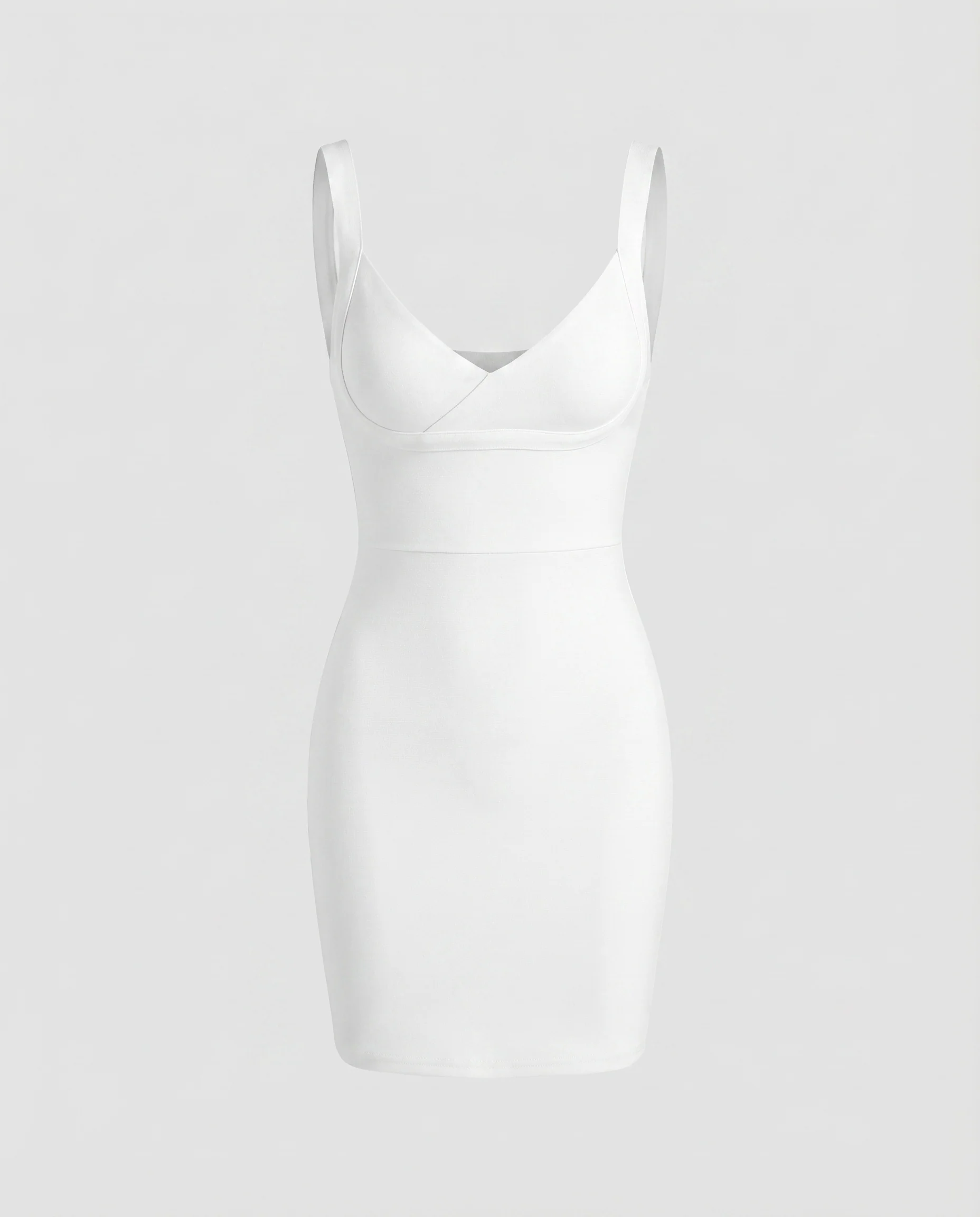 Damen Minikleid V-Ausschnitt Taillennaht Breite Träger - Image 5