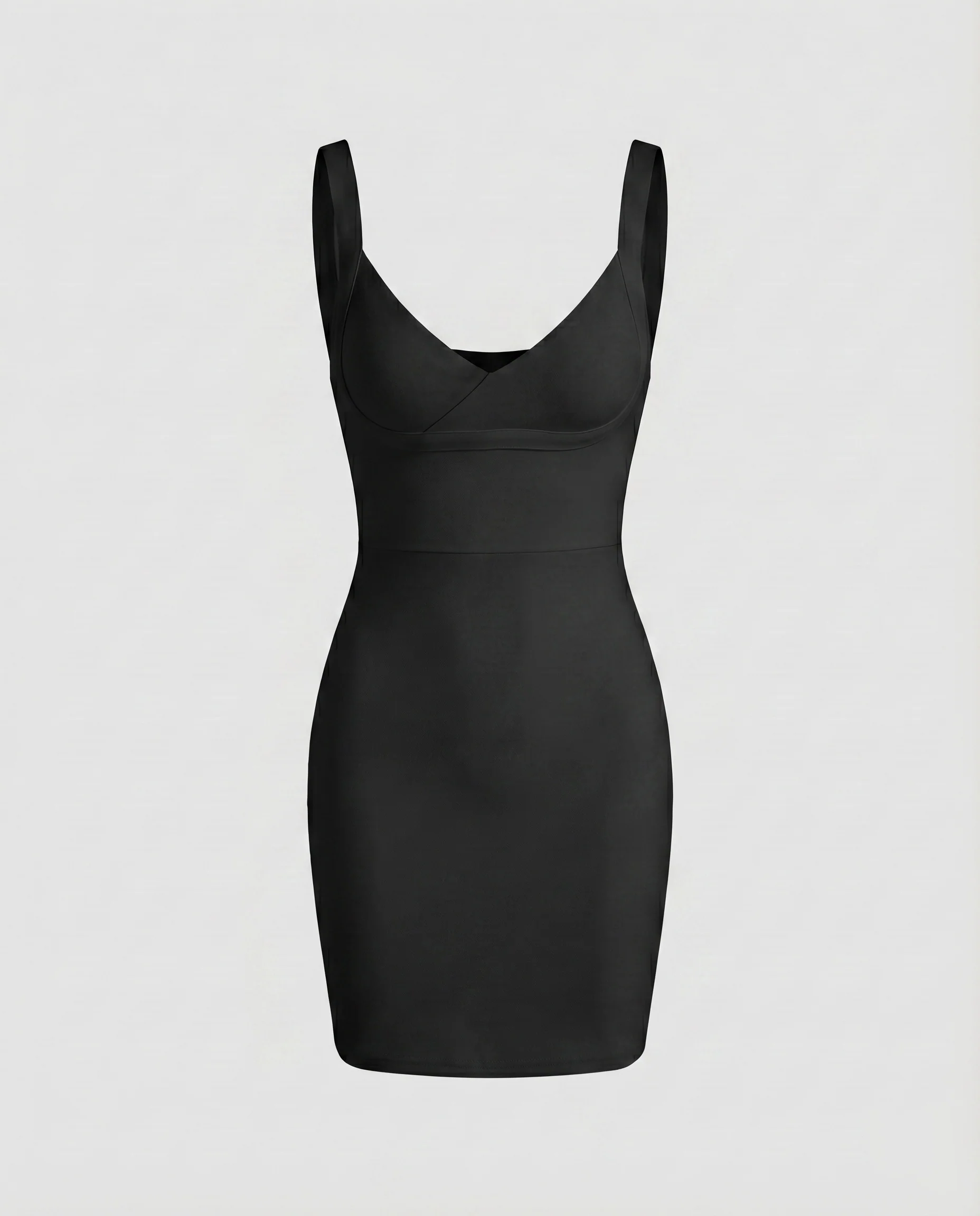 Damen Minikleid V-Ausschnitt Taillennaht Breite Träger - Image 8