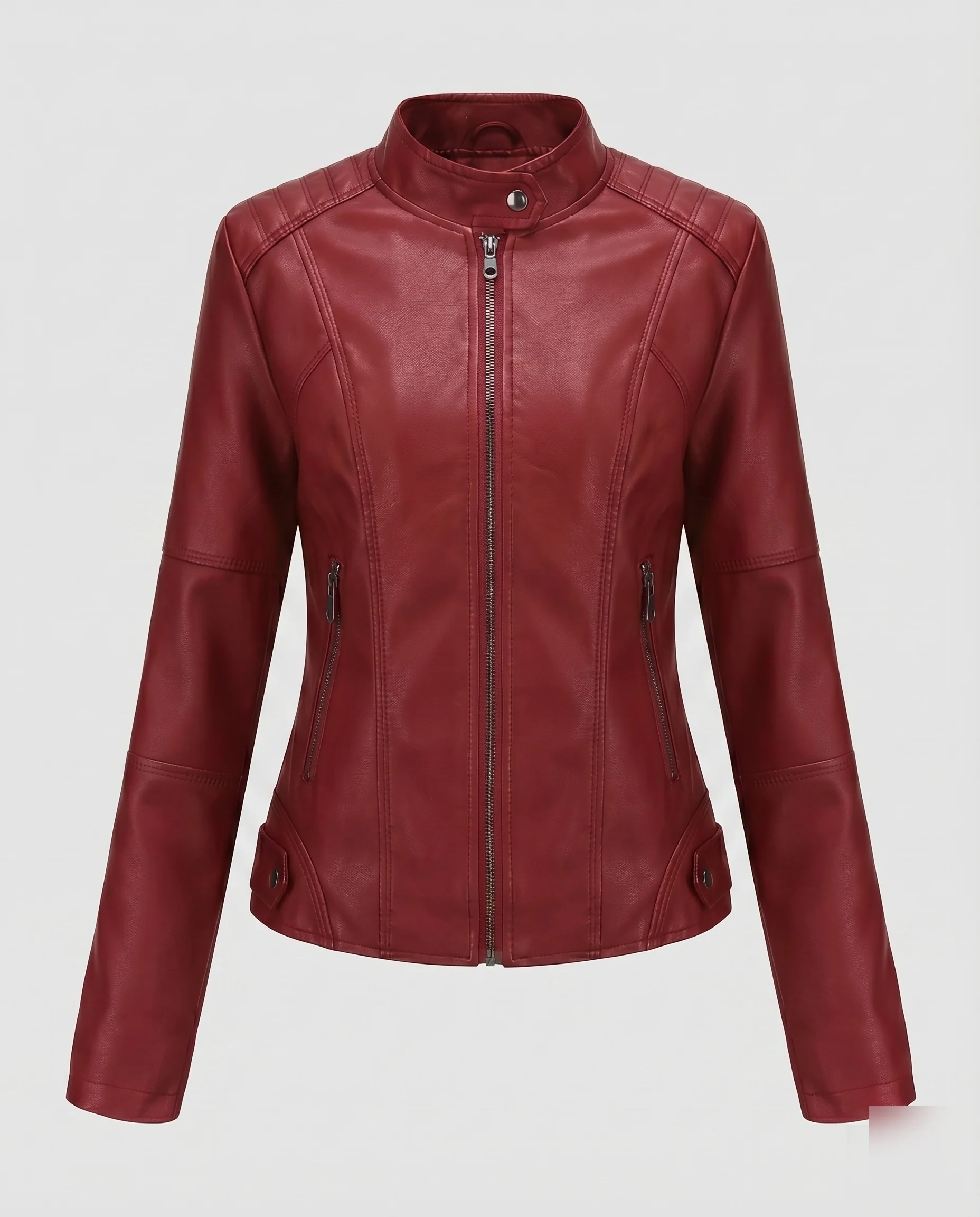 Damen Kurzblouson Vegan-Nappa Stehkragen 2-Wege-Zipp - Image 10