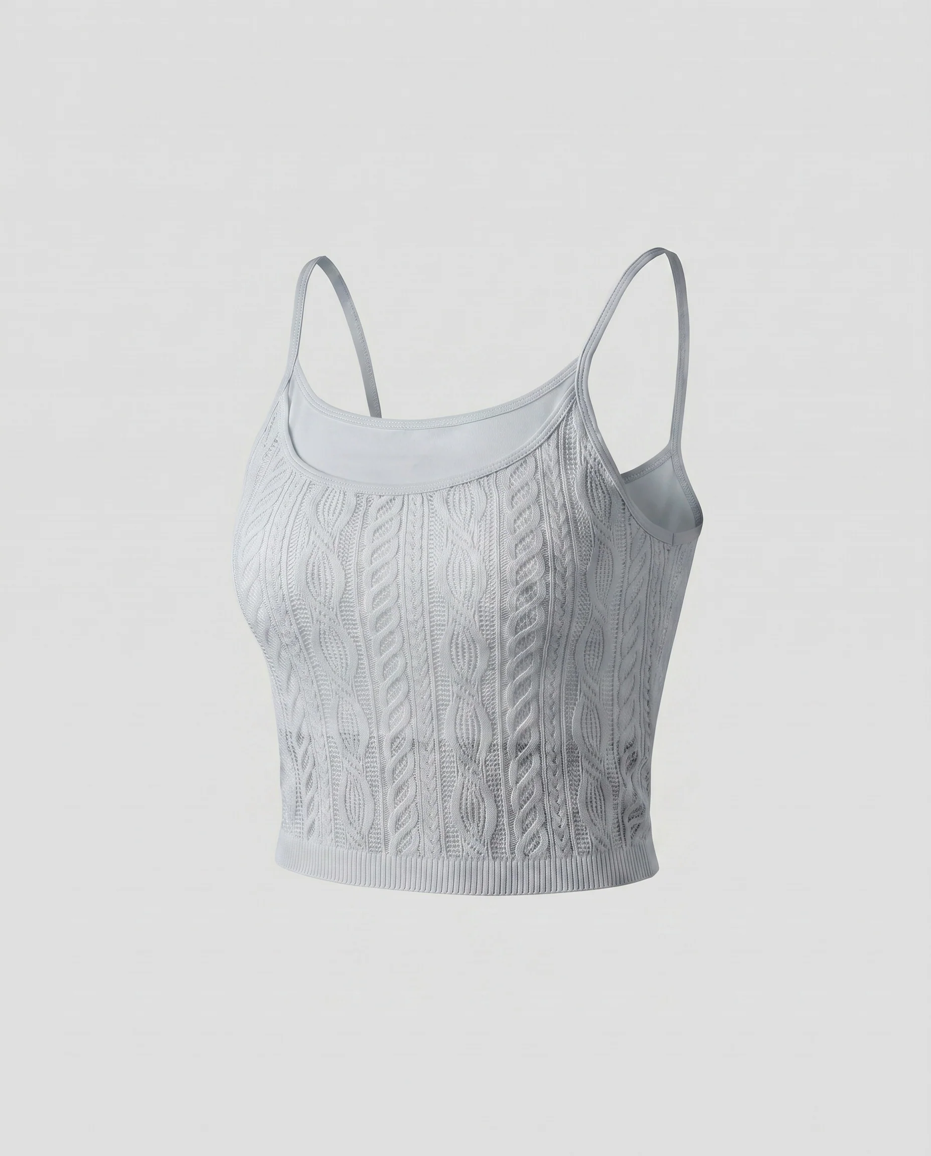 Damen nan filigranes Häkel-Cami mit eingenähter Jersey-Unterlage und tailliertem Kurzschnitt - Image 7