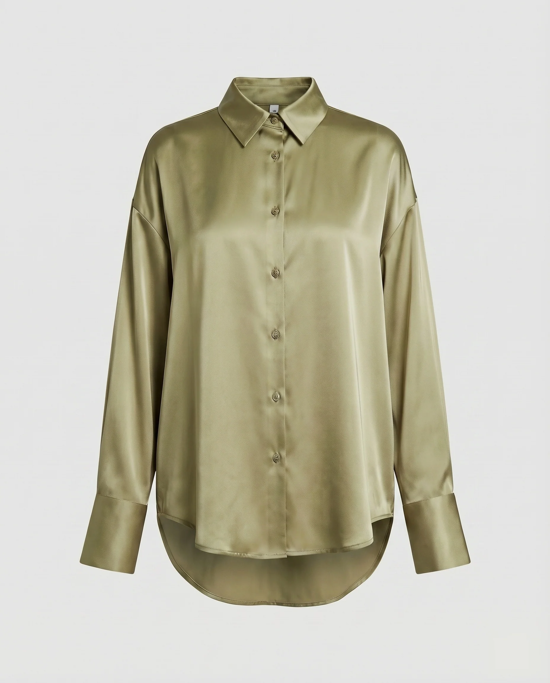 Damen Satin-Hemdbluse Oversize Verlängerter Rückensaum Hemdkragen - Image 7