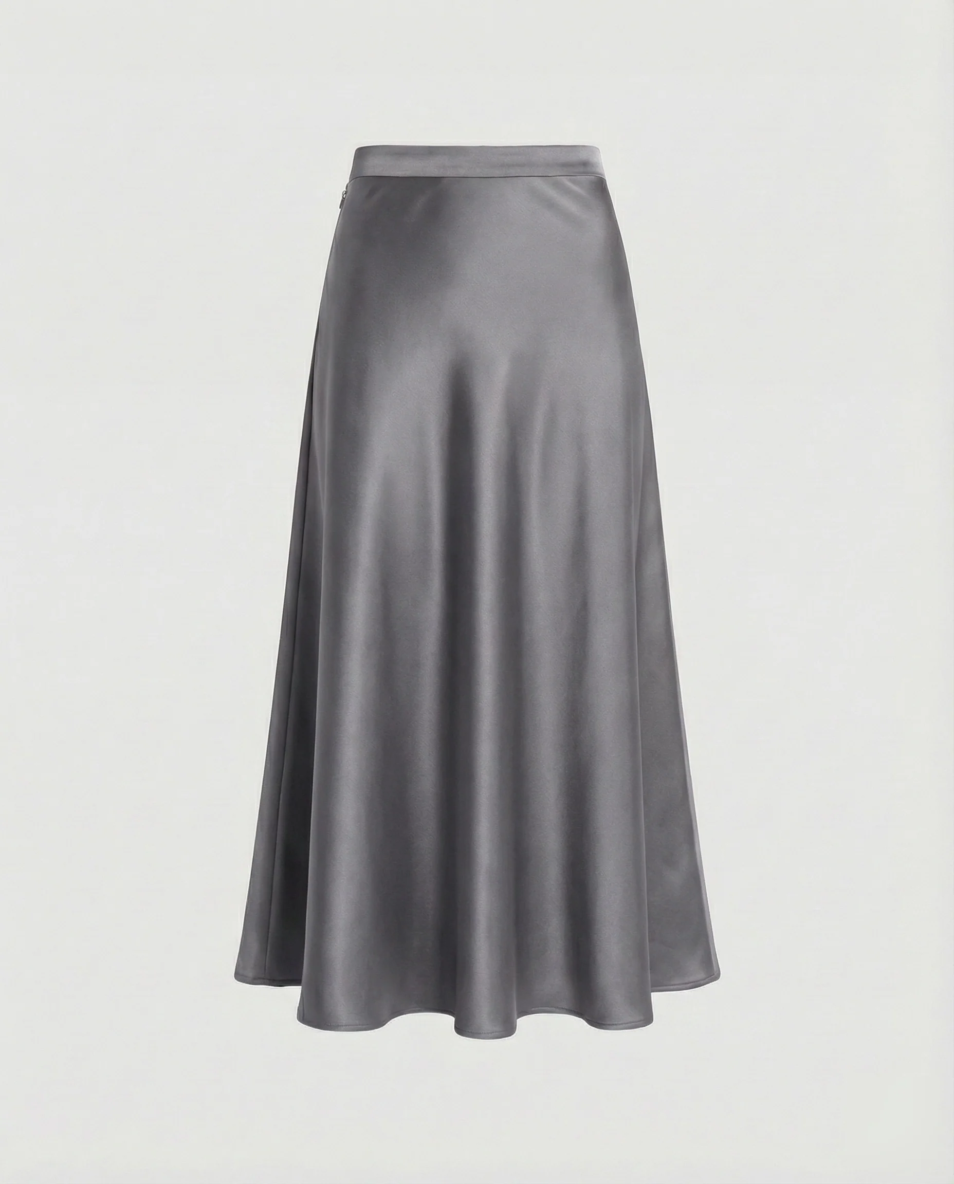 Damen fließender Satin-Midirock in A-Linie - Image 6