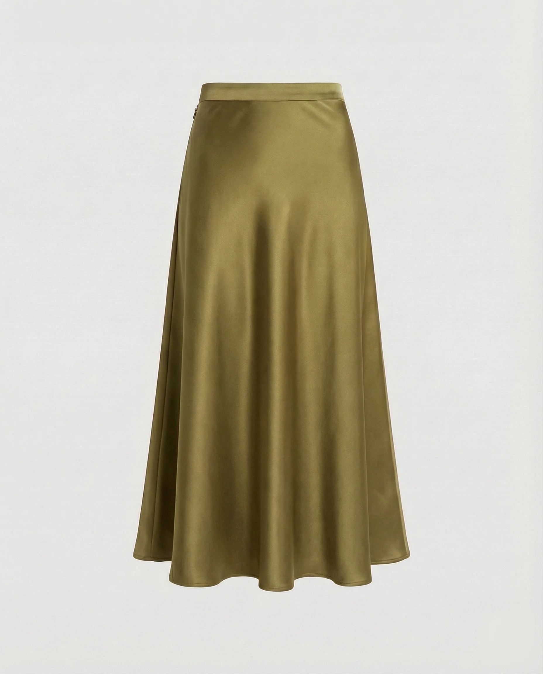 Damen fließender Satin-Midirock in A-Linie - Image 9